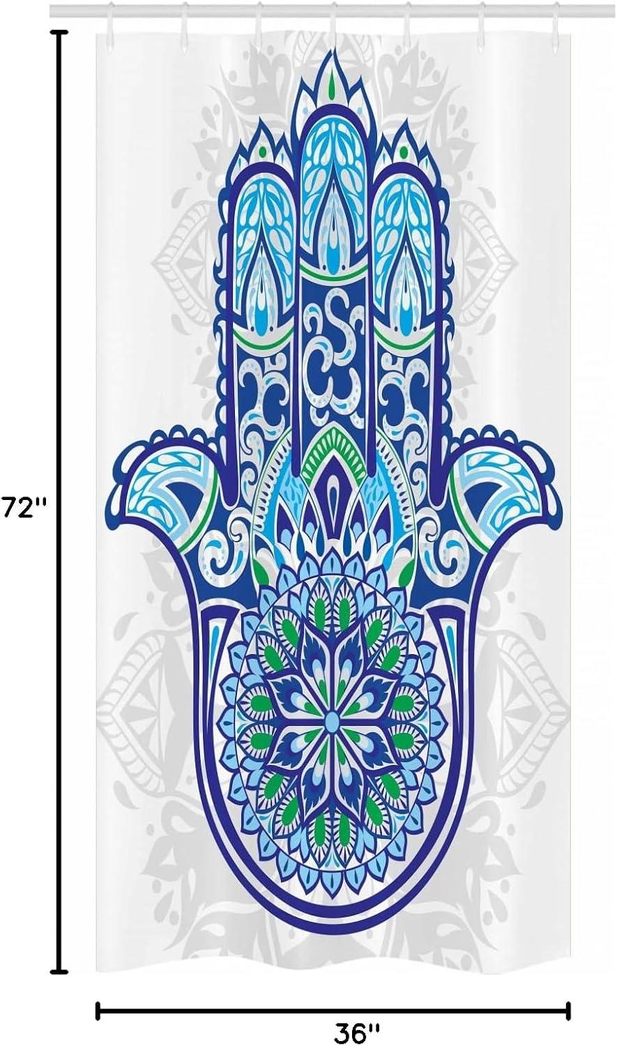 imageAmbesonne Christmas Shower Curtain Holiday Season Office Design Tree Celebration Snowflakes Celebration Cloth Fabric Bathroom Decor Set with Hooks 69quot W x 75quot L White Green RedBlue Turquoise White