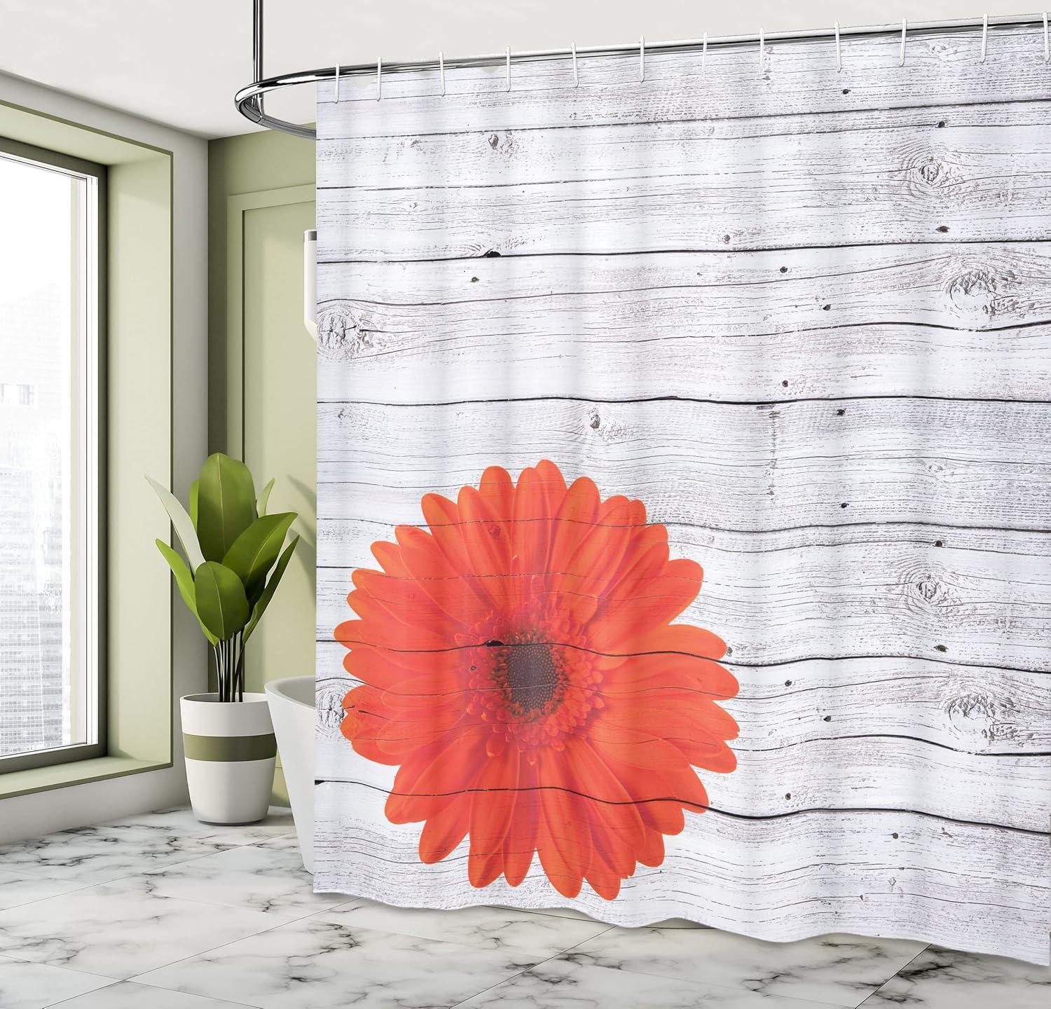imageAmbesonne Christmas Shower Curtain Holiday Season Office Design Tree Celebration Snowflakes Celebration Cloth Fabric Bathroom Decor Set with Hooks 69quot W x 75quot L White Green RedVermilion Grey