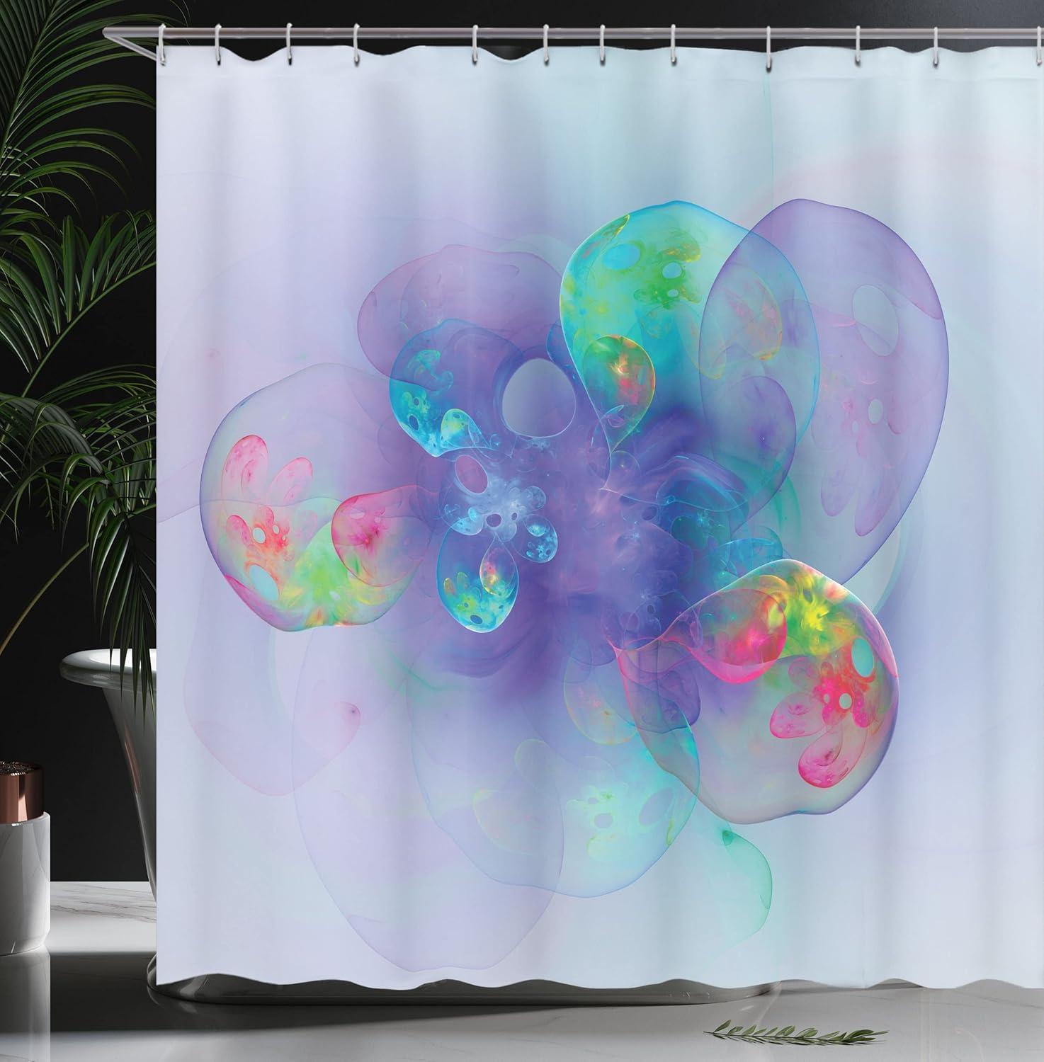 imageAmbesonne Christmas Shower Curtain Holiday Season Office Design Tree Celebration Snowflakes Celebration Cloth Fabric Bathroom Decor Set with Hooks 69quot W x 75quot L White Green RedViolet Red