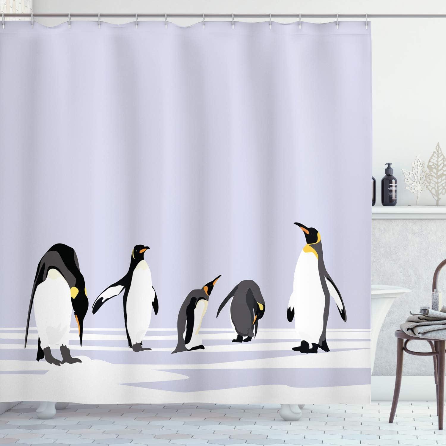 imageAmbesonne Christmas Shower Curtain Nautical Elements Sea Life Theme with Noel Tree Winter Season Cloth Fabric Bathroom Decor Set with Hooks 69quot W x 70quot L Beige CreamWhite Lilac