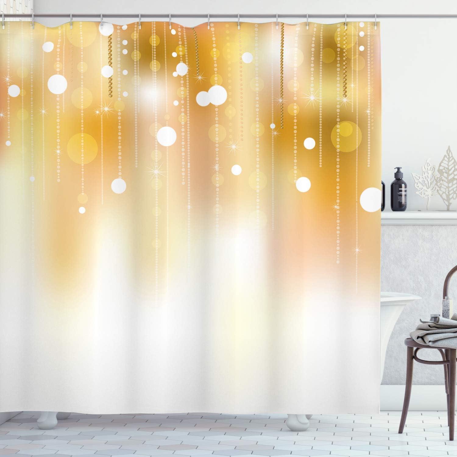 imageAmbesonne Christmas Shower Curtain Rustic Wooden Backdrop with Snowflakes and Warm Traditional Celebration Print Cloth Fabric Bathroom Decor Set with Hooks 69quot W x 70quot L Brown WhiteWhite Brown