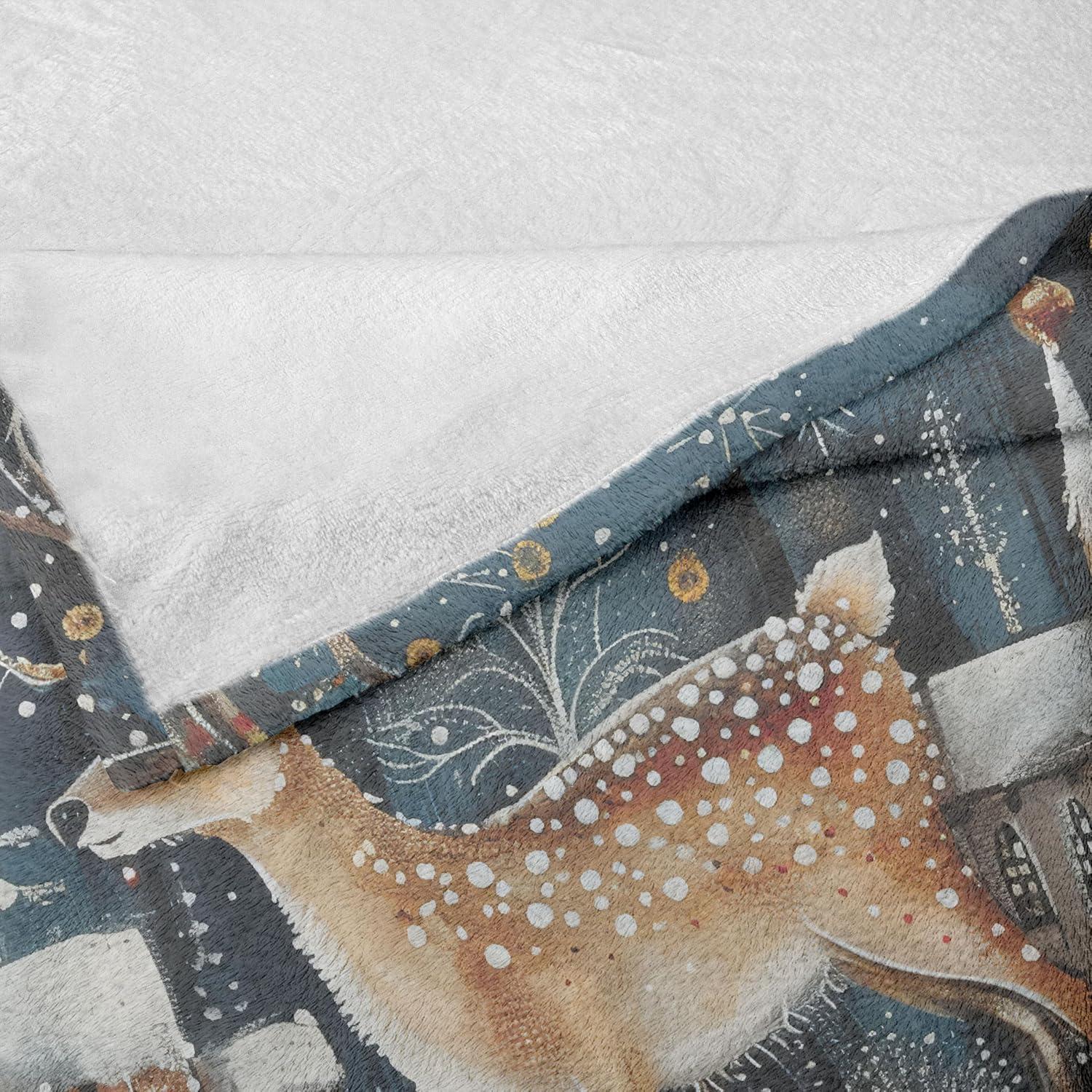 imageAmbesonne Christmas Throw Blanket Xmas Eve Starry Night in Snowy Town with Starry Sky Reindeer and Moon Flannel Fleece Accent Piece Soft Couch Cover for Adults 70quot x 90quot Cocoa Dark Slate BlueCocoa Dark Slate Blue