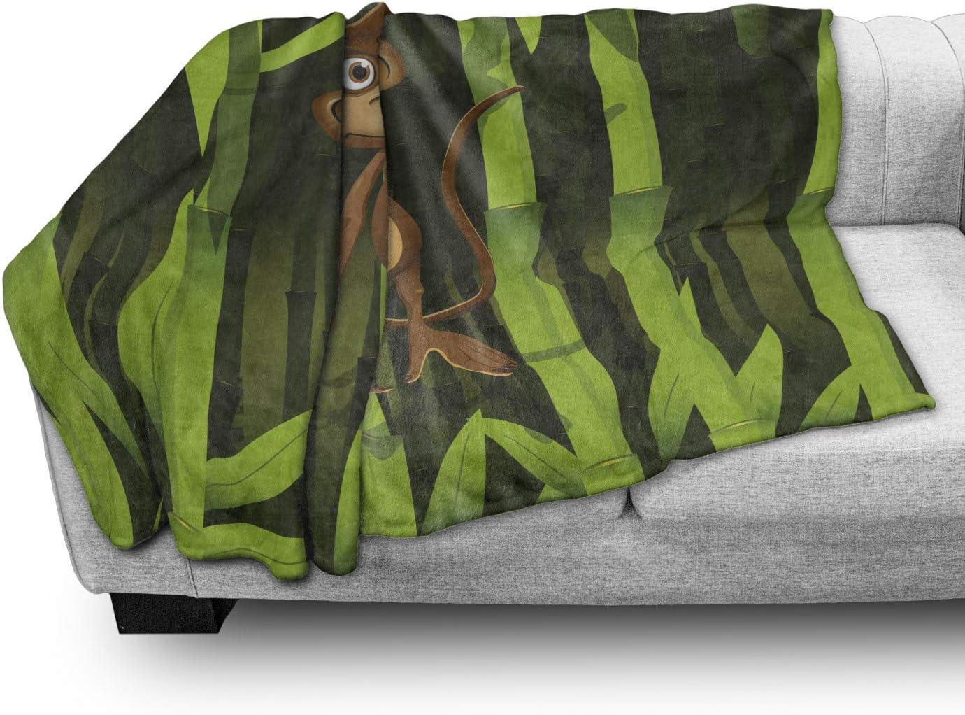 imageAmbesonne Christmas Throw Blanket Xmas Eve Starry Night in Snowy Town with Starry Sky Reindeer and Moon Flannel Fleece Accent Piece Soft Couch Cover for Adults 70quot x 90quot Cocoa Dark Slate BlueBrown Green