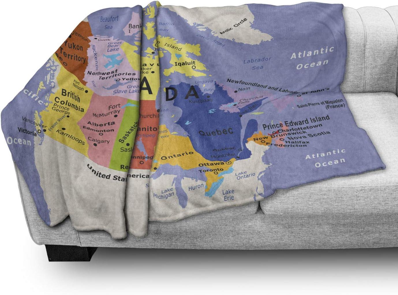 imageAmbesonne Christmas Throw Blanket Xmas Eve Starry Night in Snowy Town with Starry Sky Reindeer and Moon Flannel Fleece Accent Piece Soft Couch Cover for Adults 70quot x 90quot Cocoa Dark Slate BlueCeil Blue
