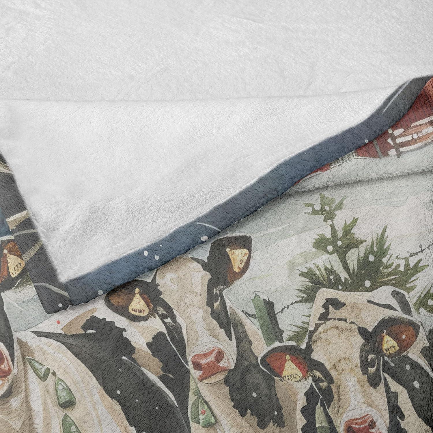 imageAmbesonne Christmas Throw Blanket Xmas Eve Starry Night in Snowy Town with Starry Sky Reindeer and Moon Flannel Fleece Accent Piece Soft Couch Cover for Adults 70quot x 90quot Cocoa Dark Slate BlueBeige Pale Grey and Pale Ruby