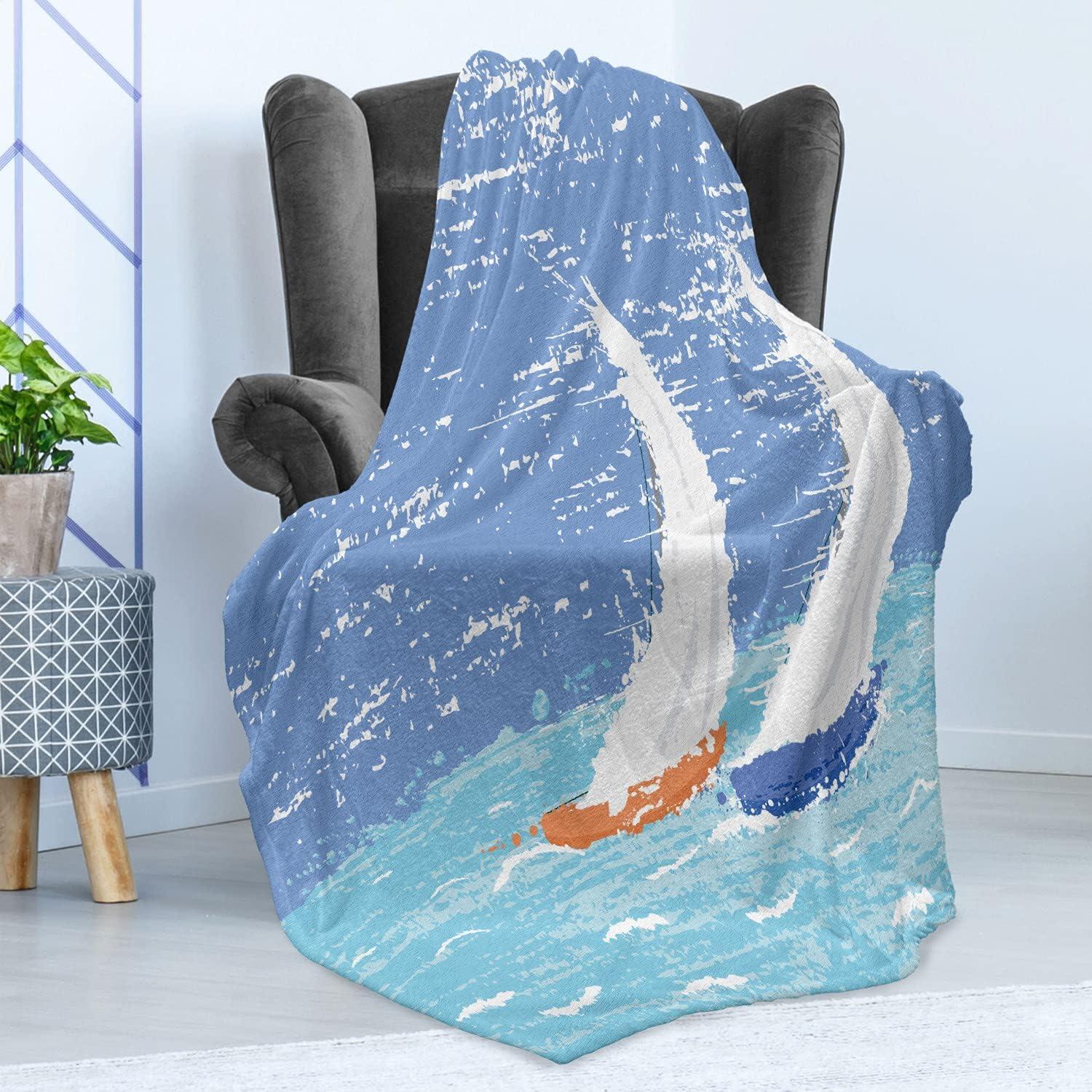 imageAmbesonne Christmas Throw Blanket Xmas Eve Starry Night in Snowy Town with Starry Sky Reindeer and Moon Flannel Fleece Accent Piece Soft Couch Cover for Adults 70quot x 90quot Cocoa Dark Slate BlueBlue