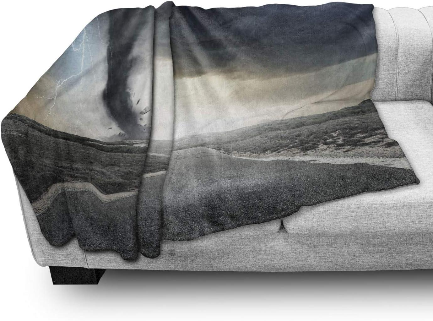 imageAmbesonne Christmas Throw Blanket Xmas Eve Starry Night in Snowy Town with Starry Sky Reindeer and Moon Flannel Fleece Accent Piece Soft Couch Cover for Adults 70quot x 90quot Cocoa Dark Slate BlueGrey Grey