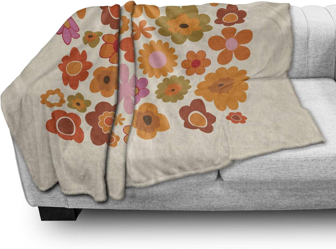 imageAmbesonne Christmas Throw Blanket Xmas Eve Starry Night in Snowy Town with Starry Sky Reindeer and Moon Flannel Fleece Accent Piece Soft Couch Cover for Adults 70quot x 90quot Cocoa Dark Slate BlueBeige Orange