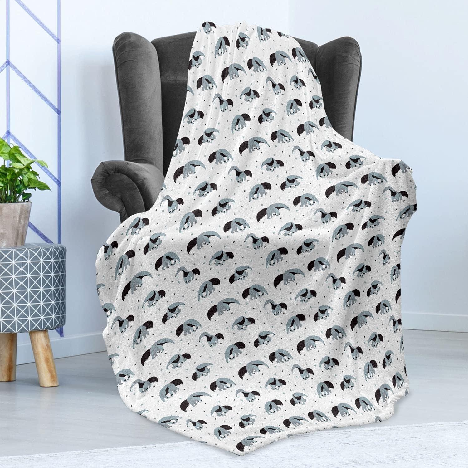 imageAmbesonne Christmas Throw Blanket Xmas Eve Starry Night in Snowy Town with Starry Sky Reindeer and Moon Flannel Fleece Accent Piece Soft Couch Cover for Adults 70quot x 90quot Cocoa Dark Slate BlueBlue Grey