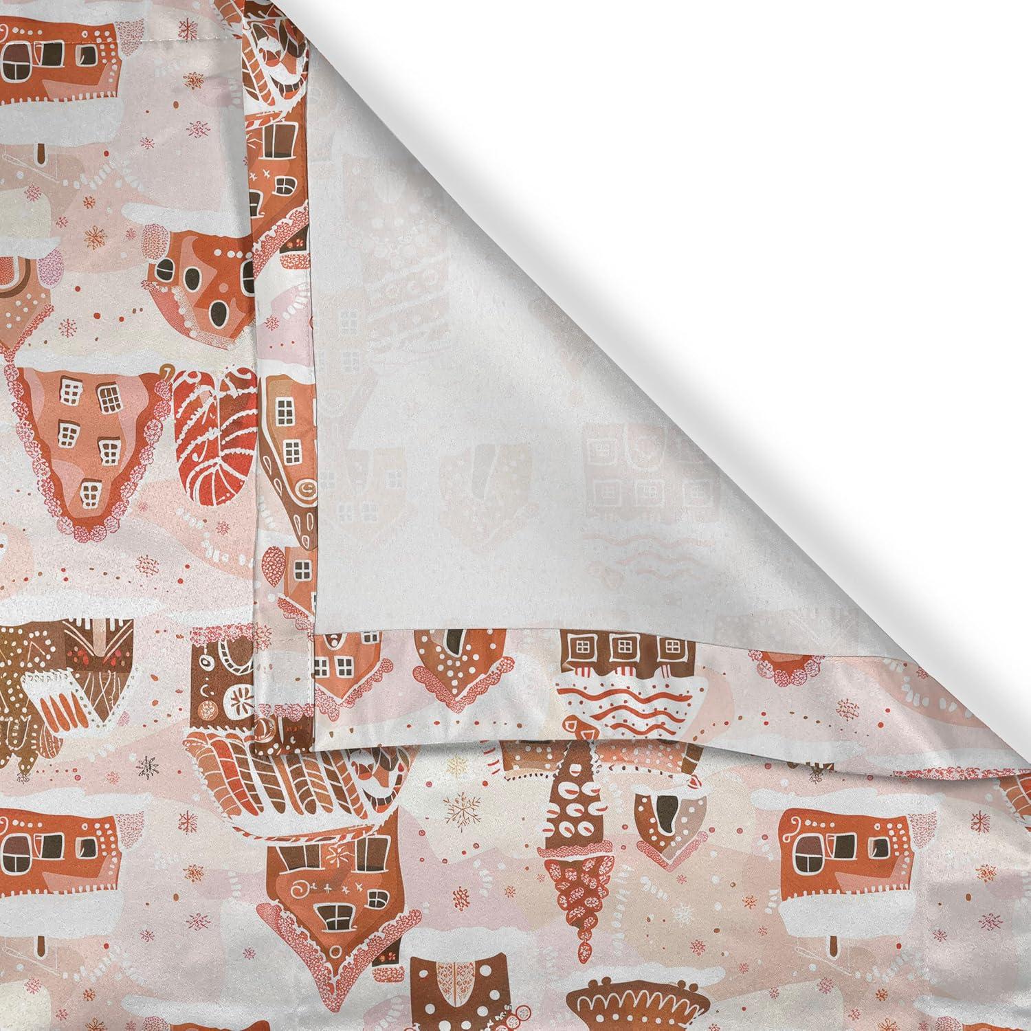imageAmbesonne Christmas Valance and Curtain 3 pcs Set Xmas Season Theme with Ginger House and Pine Tree Cookies Illustration Window Treatments for Kitchen Room Decor 55quot x 36quot Blush Cinnamon Brown
