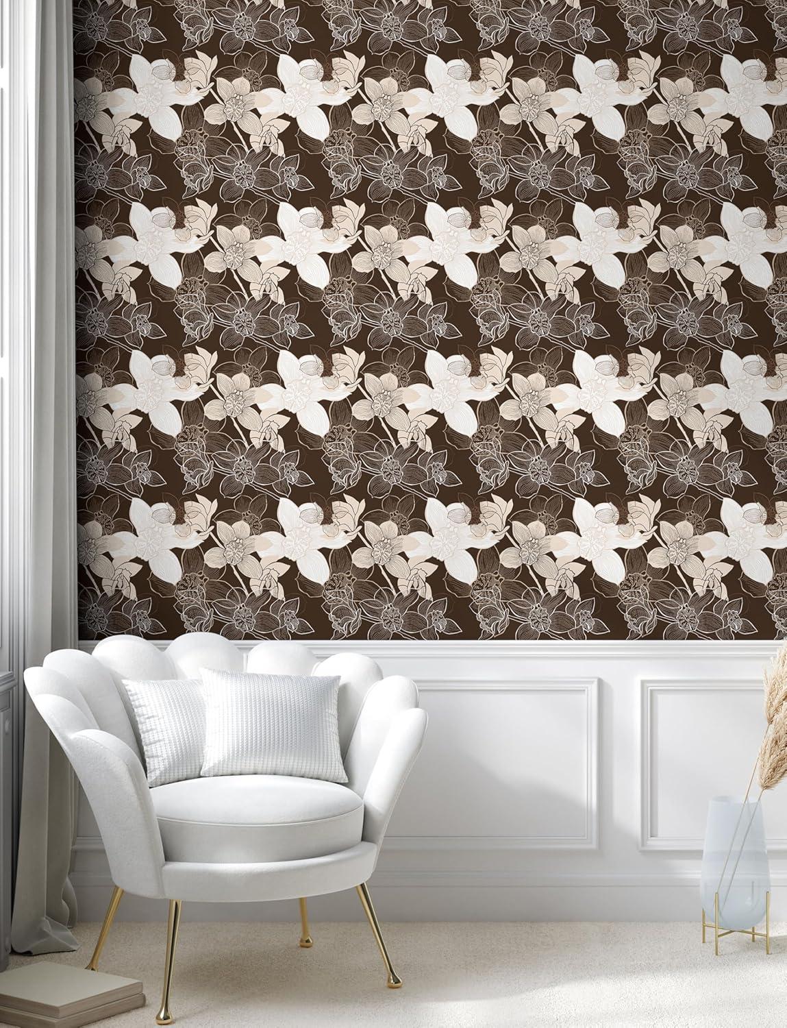 imageAmbesonne Coffee Peel ampamp Stick Wallpaper for Home Sepia Tones Old Newspaper Print with Lettering on it Beverage Love SelfAdhesive Living Room Kitchen Accent 13quot x 36quot Tan Umber and Dark BrownDark Cocoa Beige and White