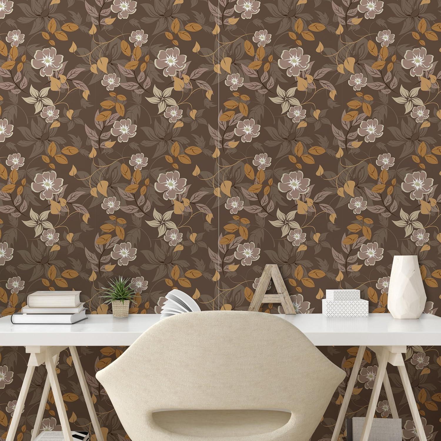 imageAmbesonne Coffee Peel ampamp Stick Wallpaper for Home Sepia Tones Old Newspaper Print with Lettering on it Beverage Love SelfAdhesive Living Room Kitchen Accent 13quot x 36quot Tan Umber and Dark BrownUmber Caramel Warm Taupe