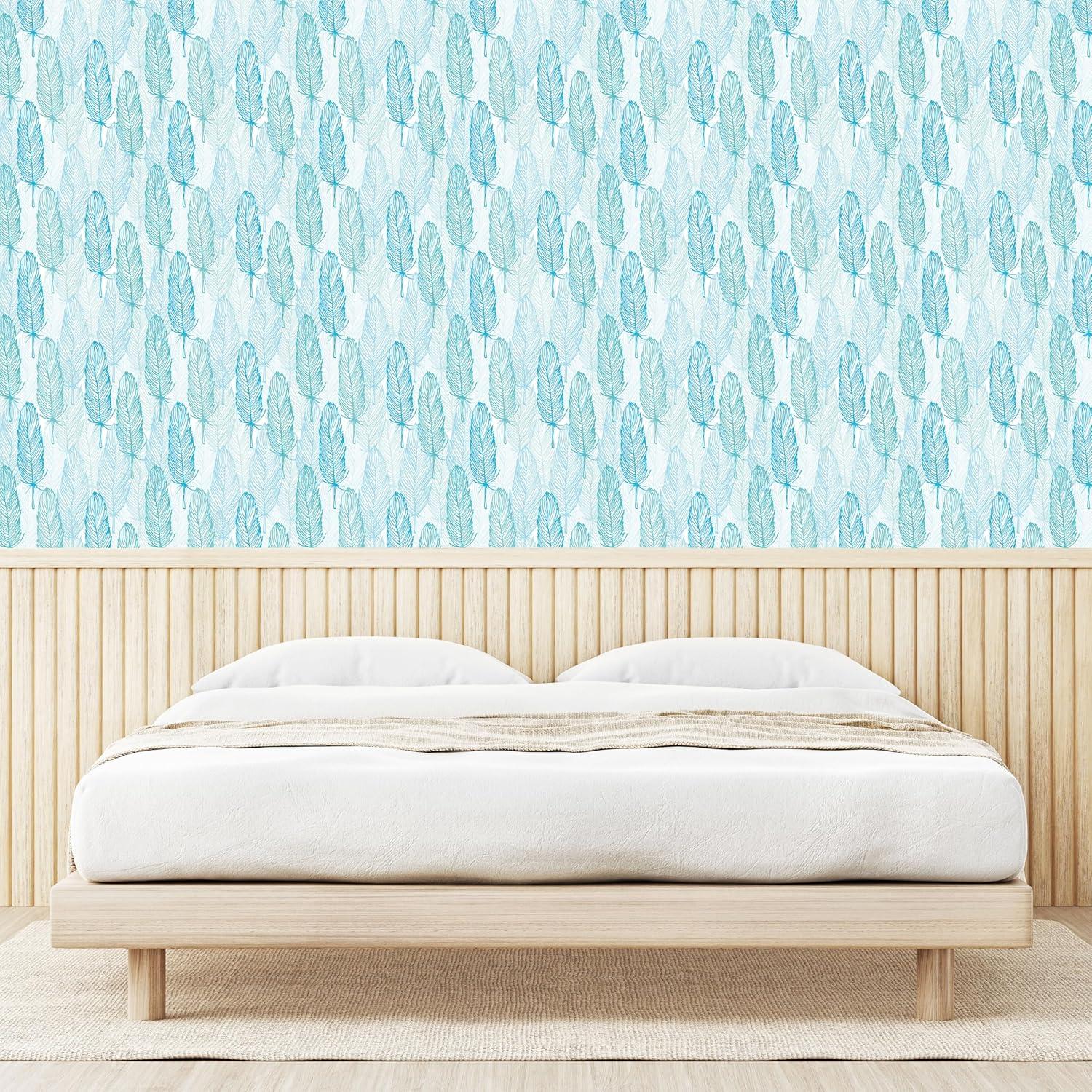 imageAmbesonne Coffee Peel ampamp Stick Wallpaper for Home Sepia Tones Old Newspaper Print with Lettering on it Beverage Love SelfAdhesive Living Room Kitchen Accent 13quot x 36quot Tan Umber and Dark BrownCadet Blue and Sea Blue
