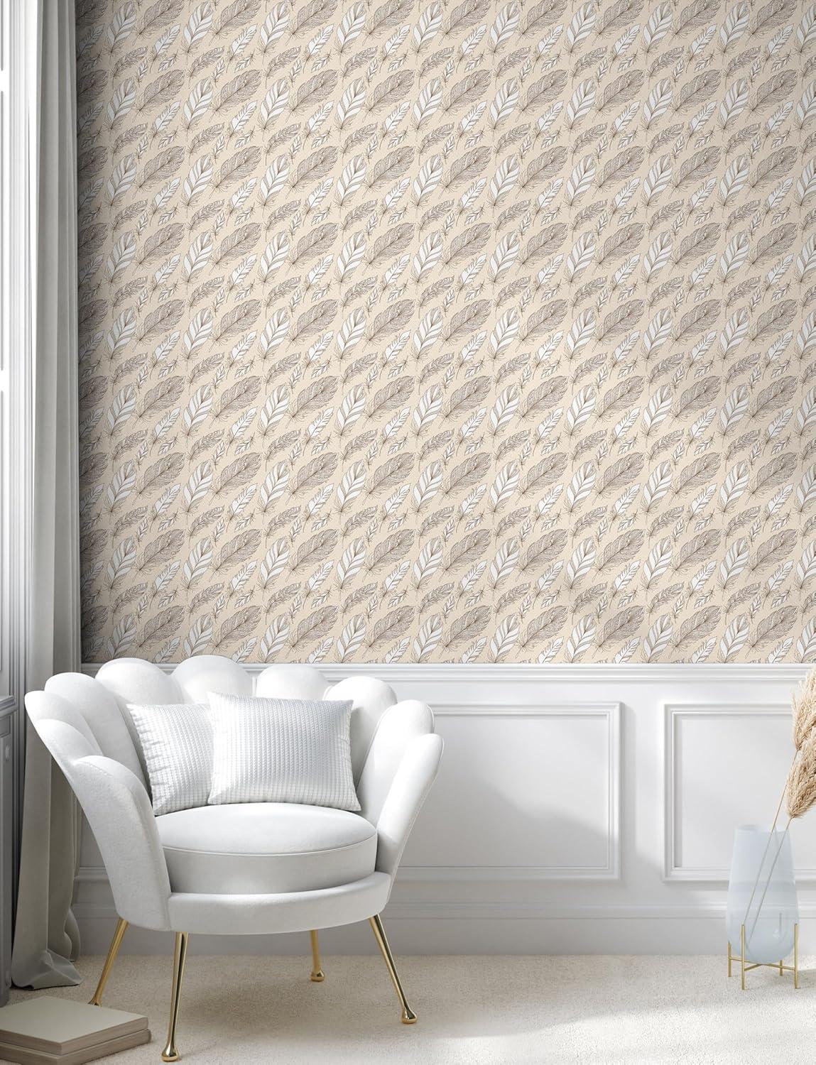 imageAmbesonne Coffee Peel ampamp Stick Wallpaper for Home Sepia Tones Old Newspaper Print with Lettering on it Beverage Love SelfAdhesive Living Room Kitchen Accent 13quot x 36quot Tan Umber and Dark BrownBeige Off White and Brown