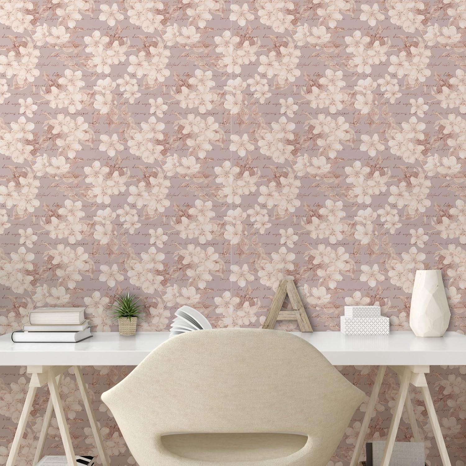 imageAmbesonne Coffee Peel ampamp Stick Wallpaper for Home Sepia Tones Old Newspaper Print with Lettering on it Beverage Love SelfAdhesive Living Room Kitchen Accent 13quot x 36quot Tan Umber and Dark BrownGrey Pink Pale Eggshell