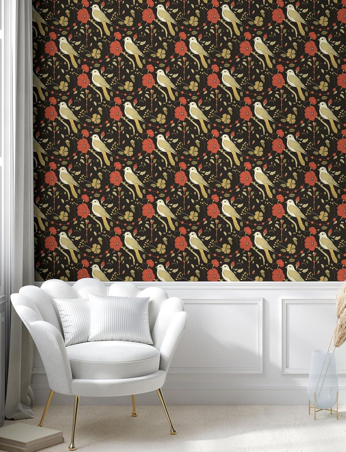 imageAmbesonne Floral Peel ampamp Stick Wallpaper for Home Christmas Traditional Flower Poinsettia Arrangement with Pinecones Print SelfAdhesive Living Room Kitchen Accent 13quot x 36quot Dark Coral Green CocoaDark Salmon Pale Khaki