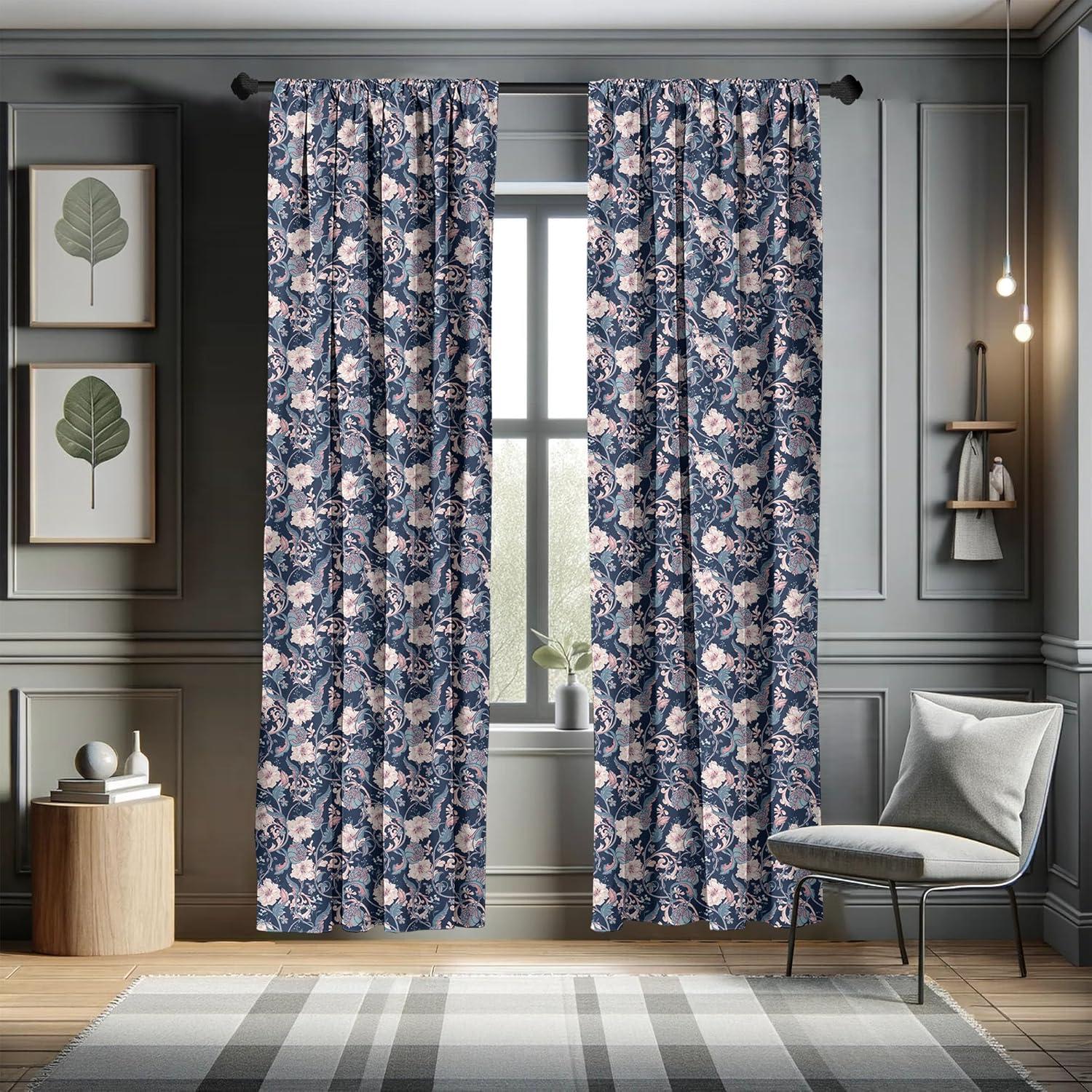 imageAmbesonne Geometric Window Curtains Cultures Motif Traditional Teardrop Pattern Vintage Palette Lightweight Decor 2Panel Set with Rod Pocket Pair of  28quot x 63quot White OrangeSoft Blue