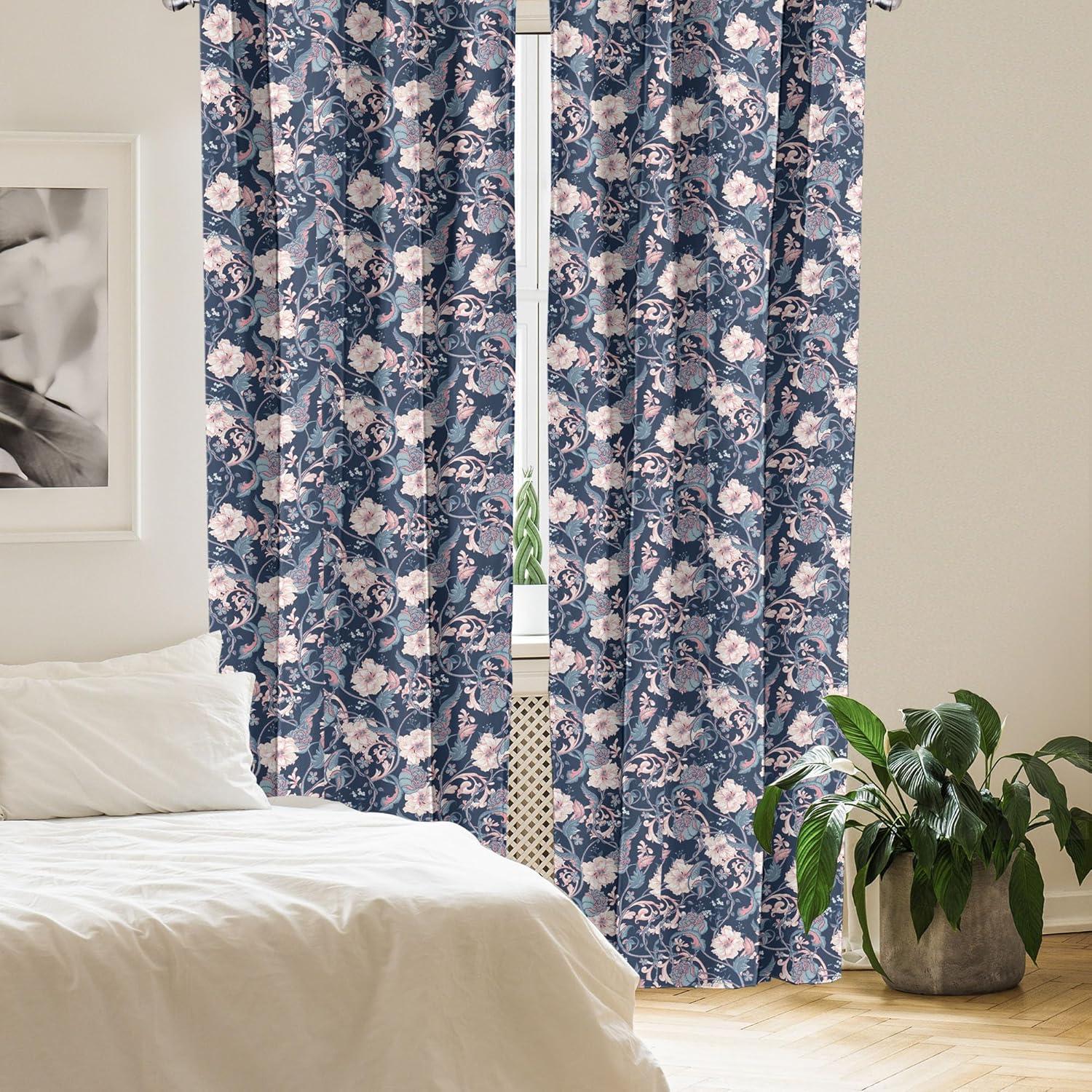 imageAmbesonne Geometric Window Curtains Cultures Motif Traditional Teardrop Pattern Vintage Palette Lightweight Decor 2Panel Set with Rod Pocket Pair of  28quot x 63quot White OrangeSoft Blue