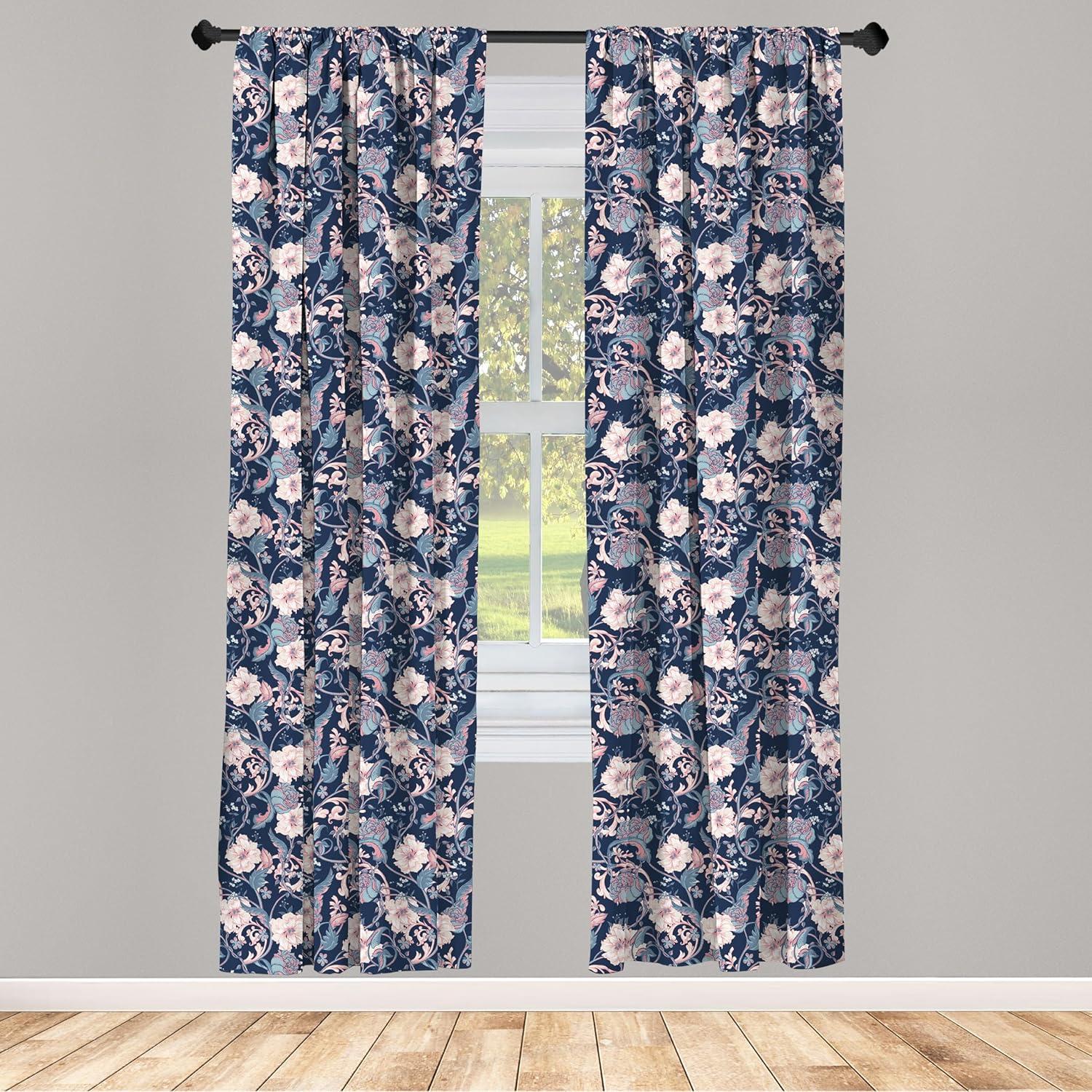 imageAmbesonne Geometric Window Curtains Cultures Motif Traditional Teardrop Pattern Vintage Palette Lightweight Decor 2Panel Set with Rod Pocket Pair of  28quot x 63quot White OrangeSoft Blue