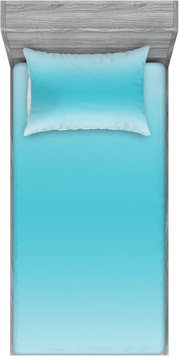 imageAmbesonne Gnome Fitted Sheet ampamp Pillow Sham Set Elf Tomte Standing on Snow on The Winter Finnish Christmas Theme Decorative Printed 3 Piece Bedding Decor Set Queen Mint Green Pale BlueTurquoise