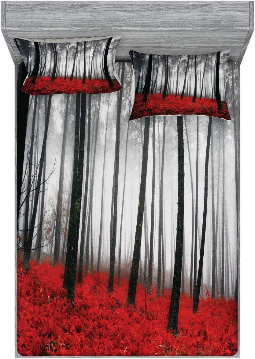imageAmbesonne Gnome Fitted Sheet ampamp Pillow Sham Set Elf Tomte Standing on Snow on The Winter Finnish Christmas Theme Decorative Printed 3 Piece Bedding Decor Set Queen Mint Green Pale BluePale Grey Black and Red