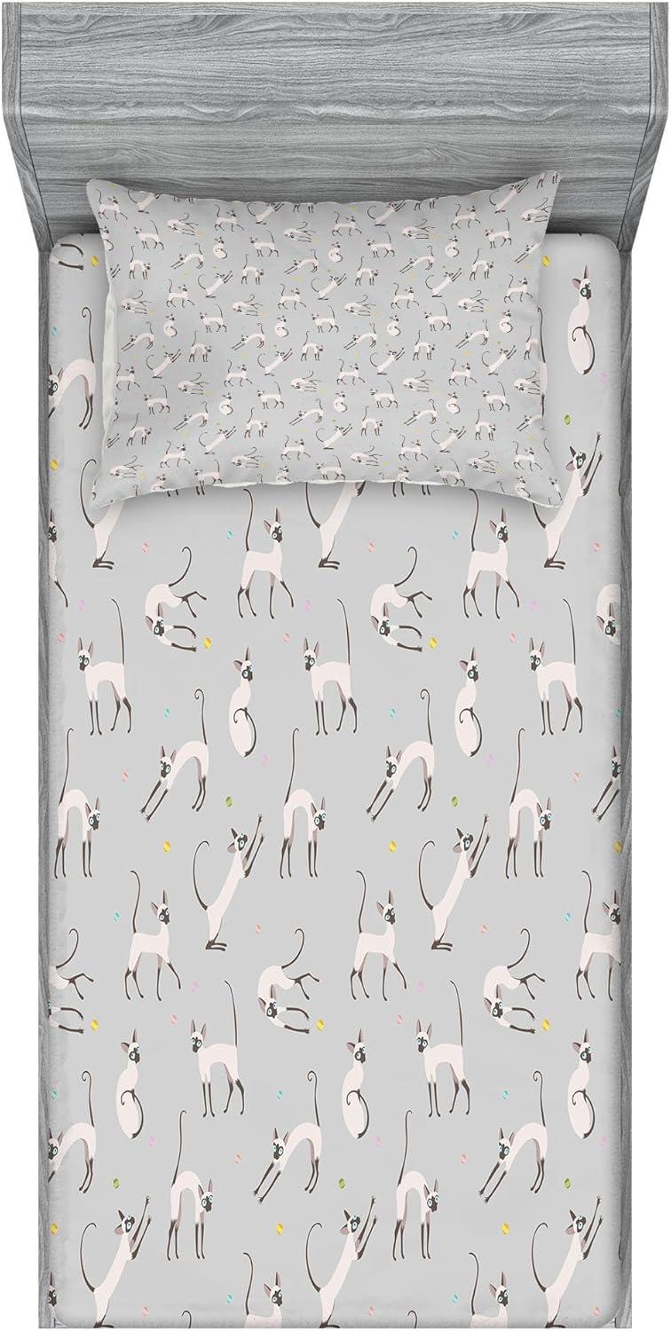 imageAmbesonne Gnome Fitted Sheet ampamp Pillow Sham Set Elf Tomte Standing on Snow on The Winter Finnish Christmas Theme Decorative Printed 3 Piece Bedding Decor Set Queen Mint Green Pale BluePale Grey