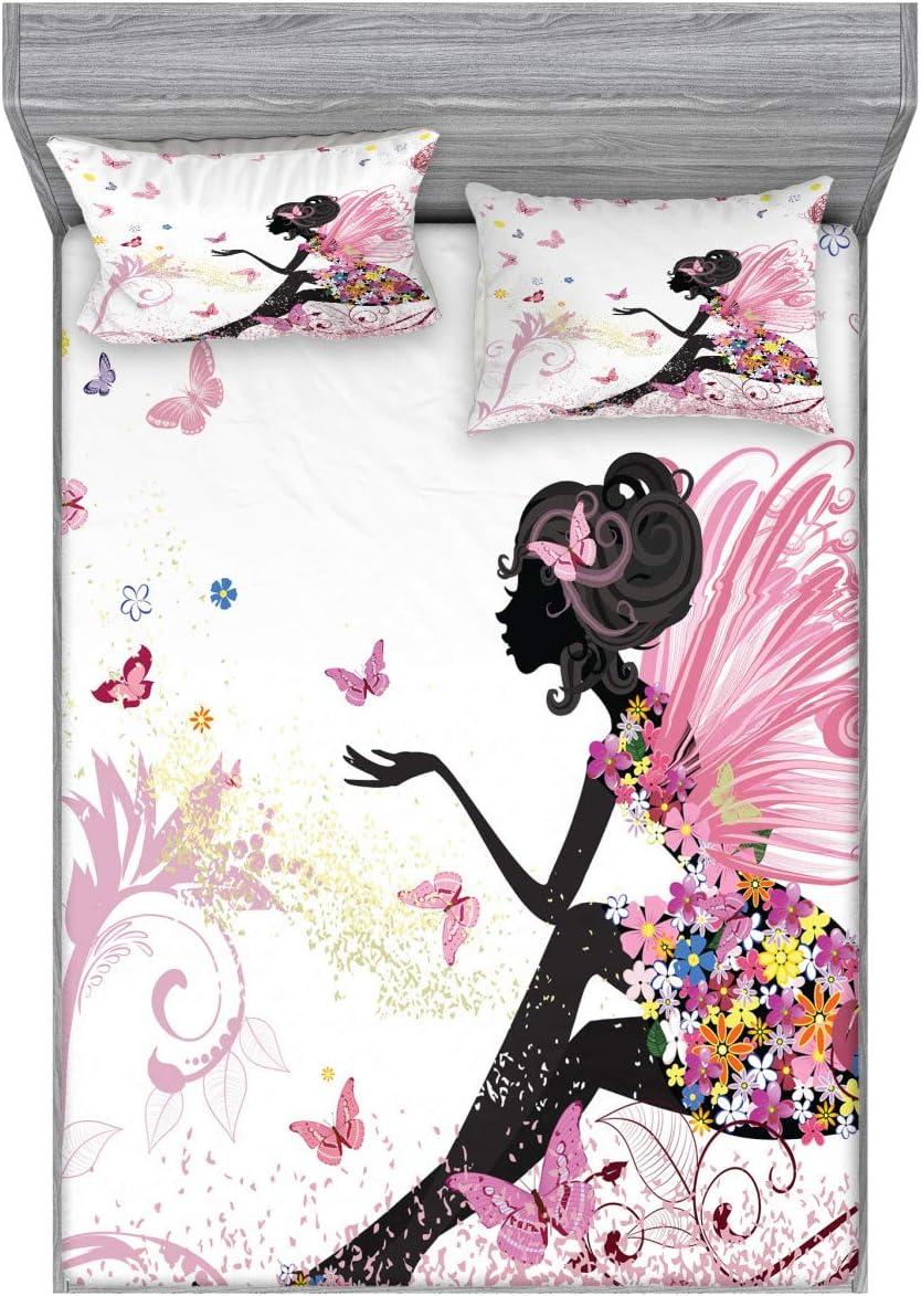 imageAmbesonne Gnome Fitted Sheet ampamp Pillow Sham Set Elf Tomte Standing on Snow on The Winter Finnish Christmas Theme Decorative Printed 3 Piece Bedding Decor Set Queen Mint Green Pale BluePink and White