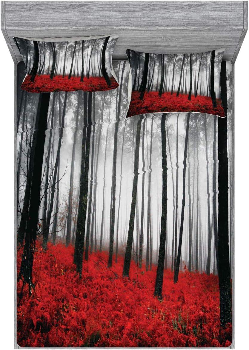 imageAmbesonne Gnome Fitted Sheet ampamp Pillow Sham Set Elf Tomte Standing on Snow on The Winter Finnish Christmas Theme Decorative Printed 3 Piece Bedding Decor Set Queen Mint Green Pale BluePale Grey Black and Red