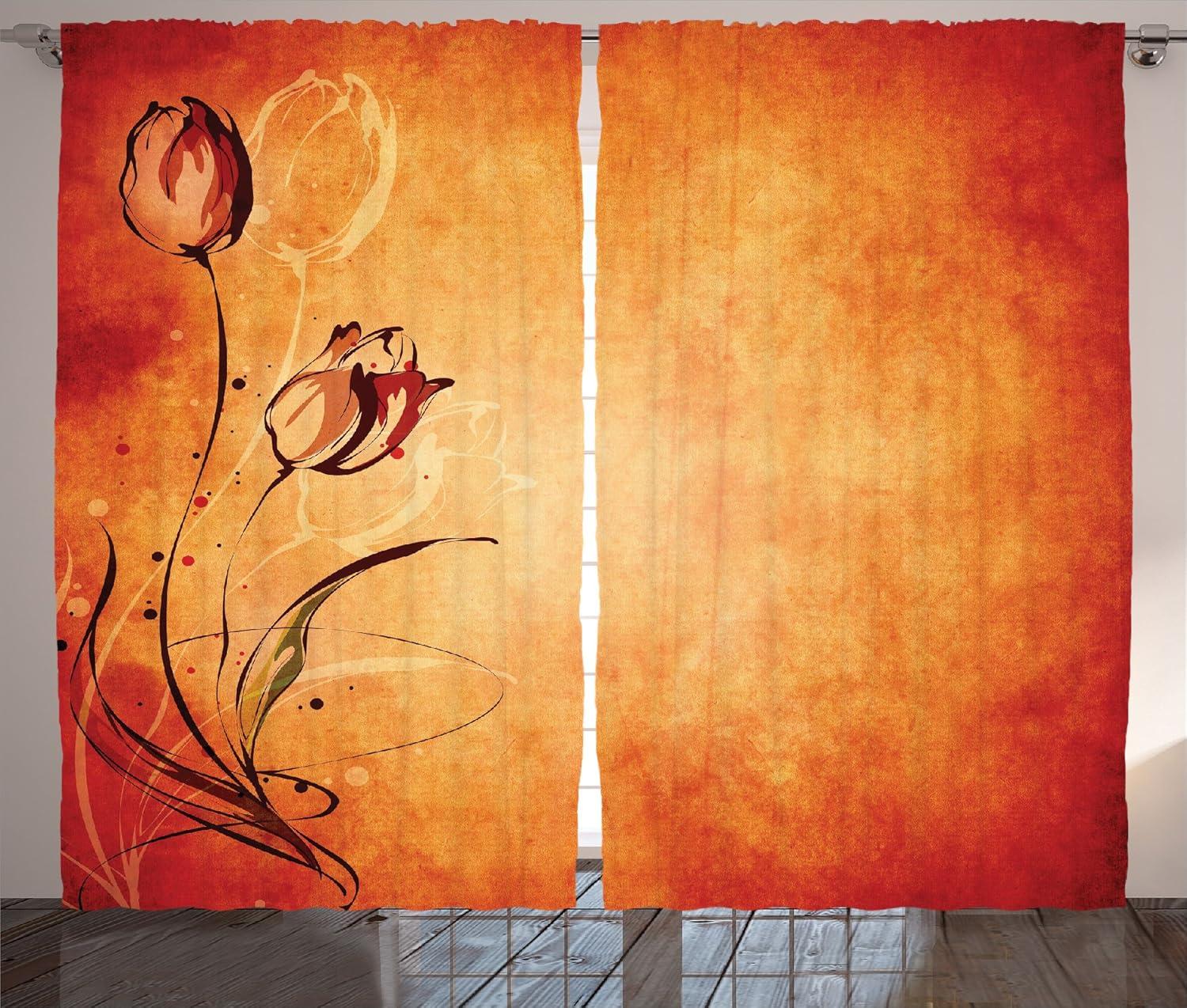 imageAmbesonne Grey and White Curtains Grunge Brick Wall Background Urban Architecture Building Modern City Life Graphic Living Room Bedroom Window Drapes 2 Panel Set 108quot X 108quot Shades of GreyOrange Mustard