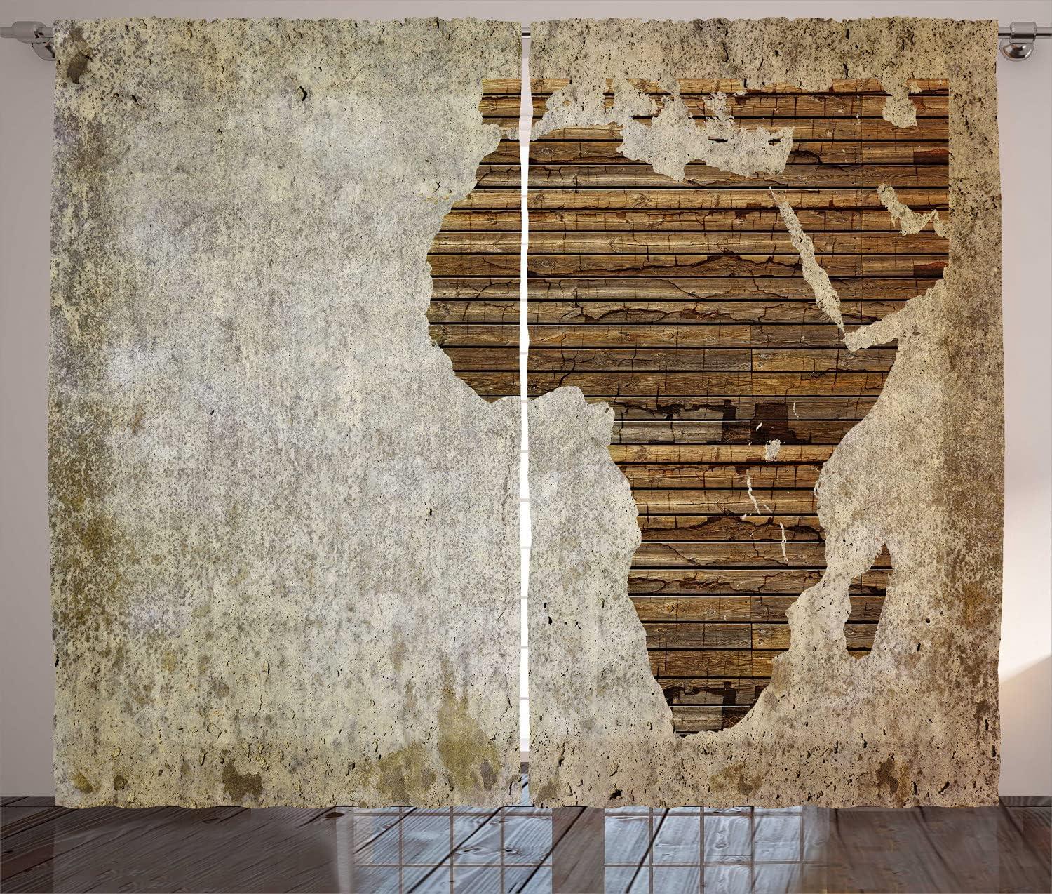 imageAmbesonne Grey and White Curtains Grunge Brick Wall Background Urban Architecture Building Modern City Life Graphic Living Room Bedroom Window Drapes 2 Panel Set 108quot X 108quot Shades of GreyTan Umber