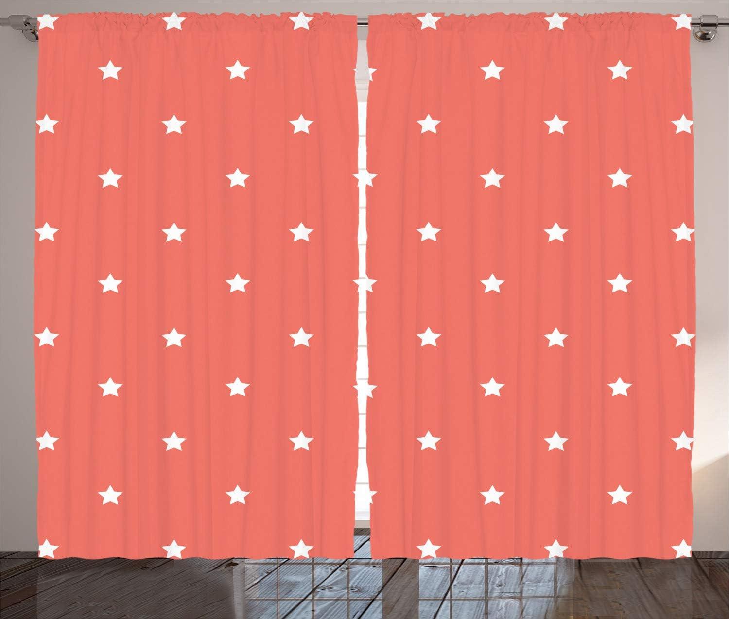 imageAmbesonne Grey and White Curtains Grunge Brick Wall Background Urban Architecture Building Modern City Life Graphic Living Room Bedroom Window Drapes 2 Panel Set 108quot X 108quot Shades of GreyCoral White