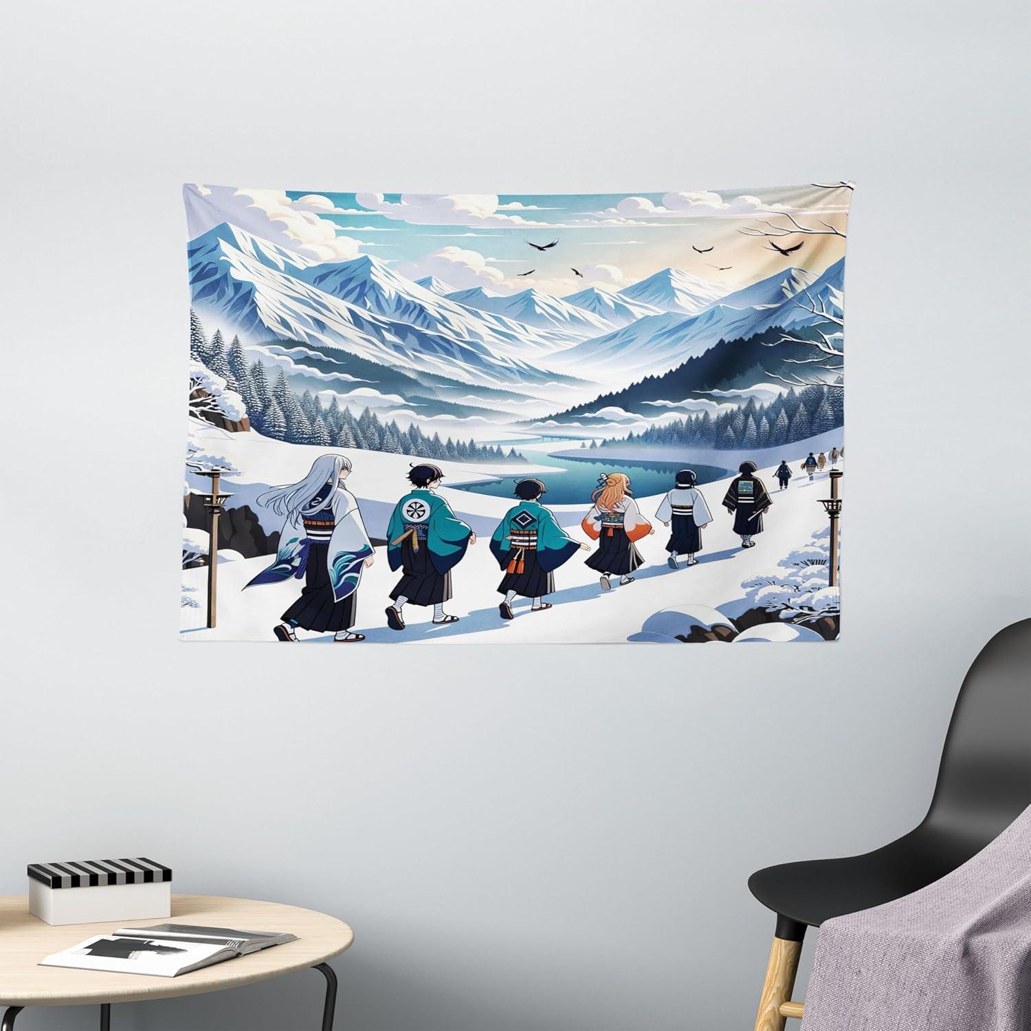 imageAmbesonne Hippie Tapestry Modern Scandi Crescent with Boho Floral and Leaves Greenery Black Cat Fabric Wall Hanging Decor for Bedroom Living Room Dorm 30quot X 45quot Grey Yellow Charcoal GreyBlue Teal White