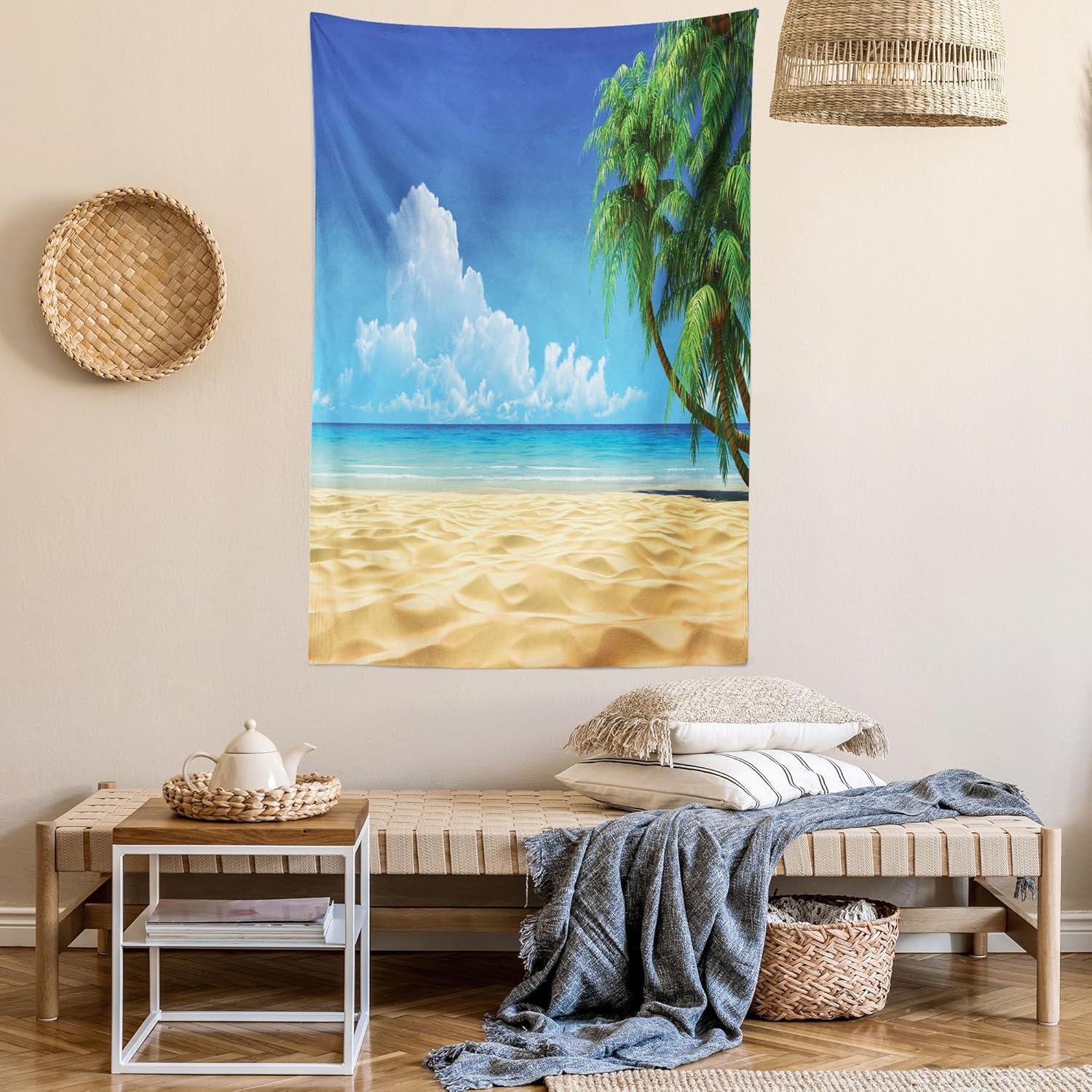 imageAmbesonne Hippie Tapestry Modern Scandi Crescent with Boho Floral and Leaves Greenery Black Cat Fabric Wall Hanging Decor for Bedroom Living Room Dorm 30quot X 45quot Grey Yellow Charcoal GreyCream and Navy Green