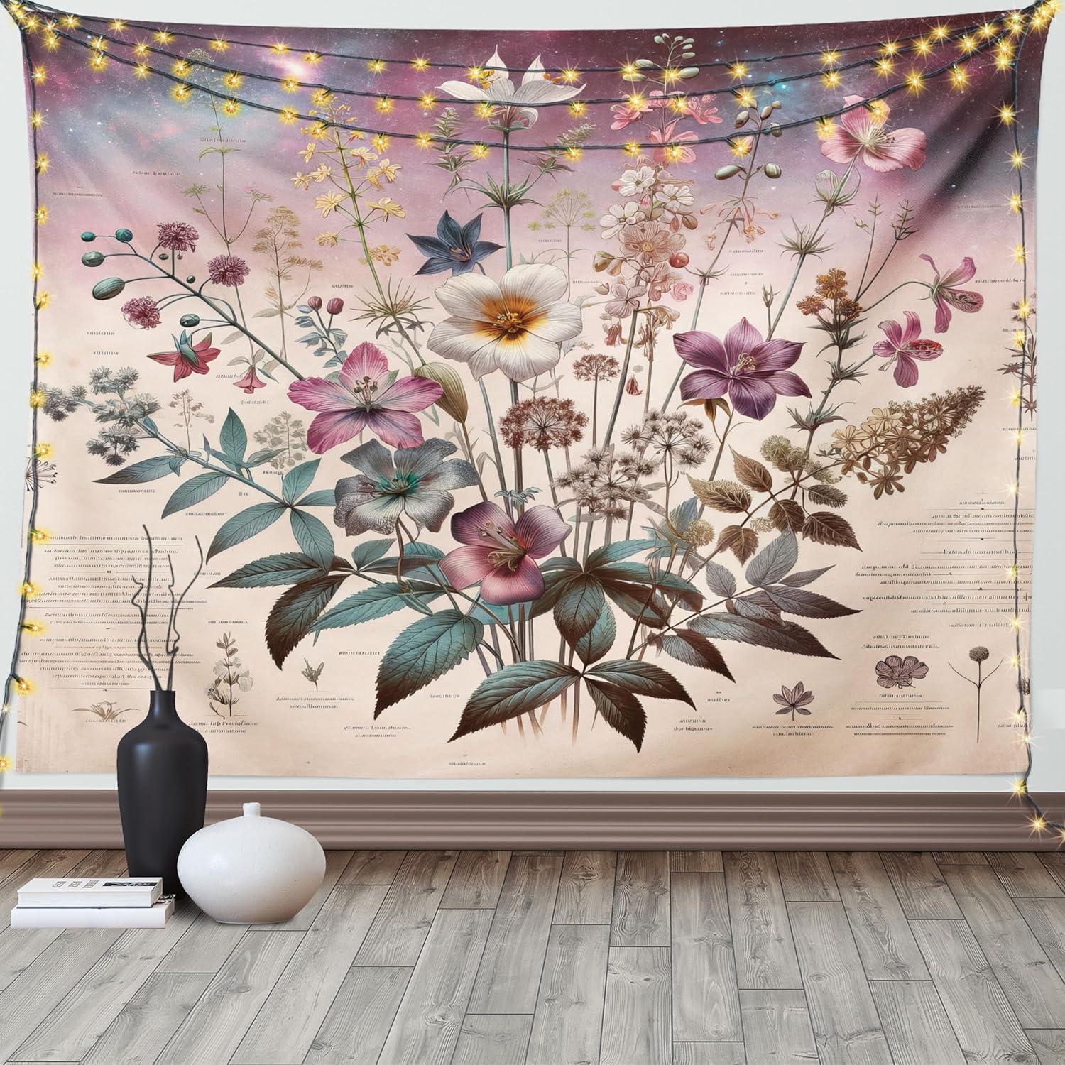 imageAmbesonne Hippie Tapestry Modern Scandi Crescent with Boho Floral and Leaves Greenery Black Cat Fabric Wall Hanging Decor for Bedroom Living Room Dorm 30quot X 45quot Grey Yellow Charcoal GreyMauve Beige Teal