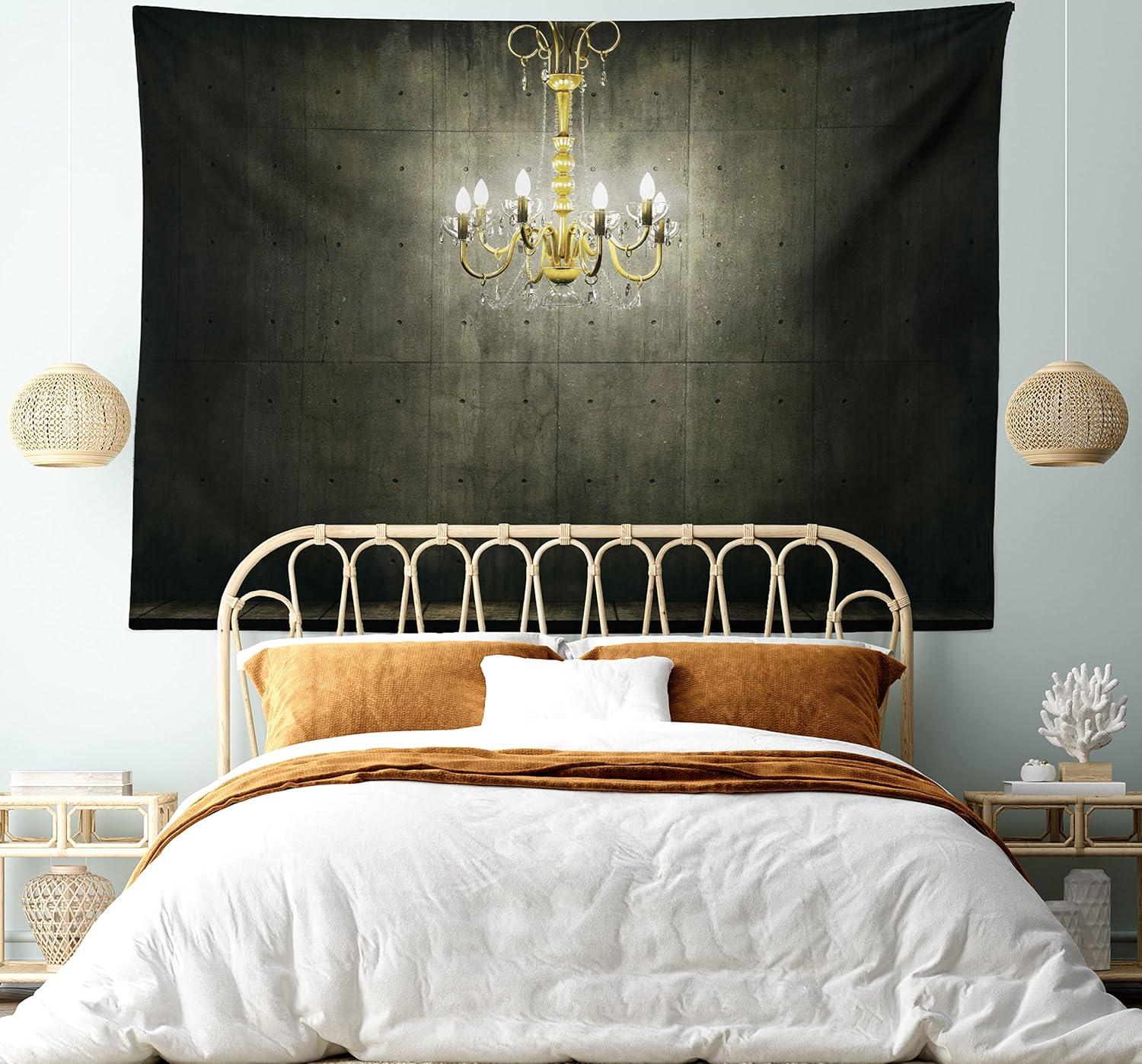 imageAmbesonne Hippie Tapestry Modern Scandi Crescent with Boho Floral and Leaves Greenery Black Cat Fabric Wall Hanging Decor for Bedroom Living Room Dorm 30quot X 45quot Grey Yellow Charcoal GreyGrey and Yellow