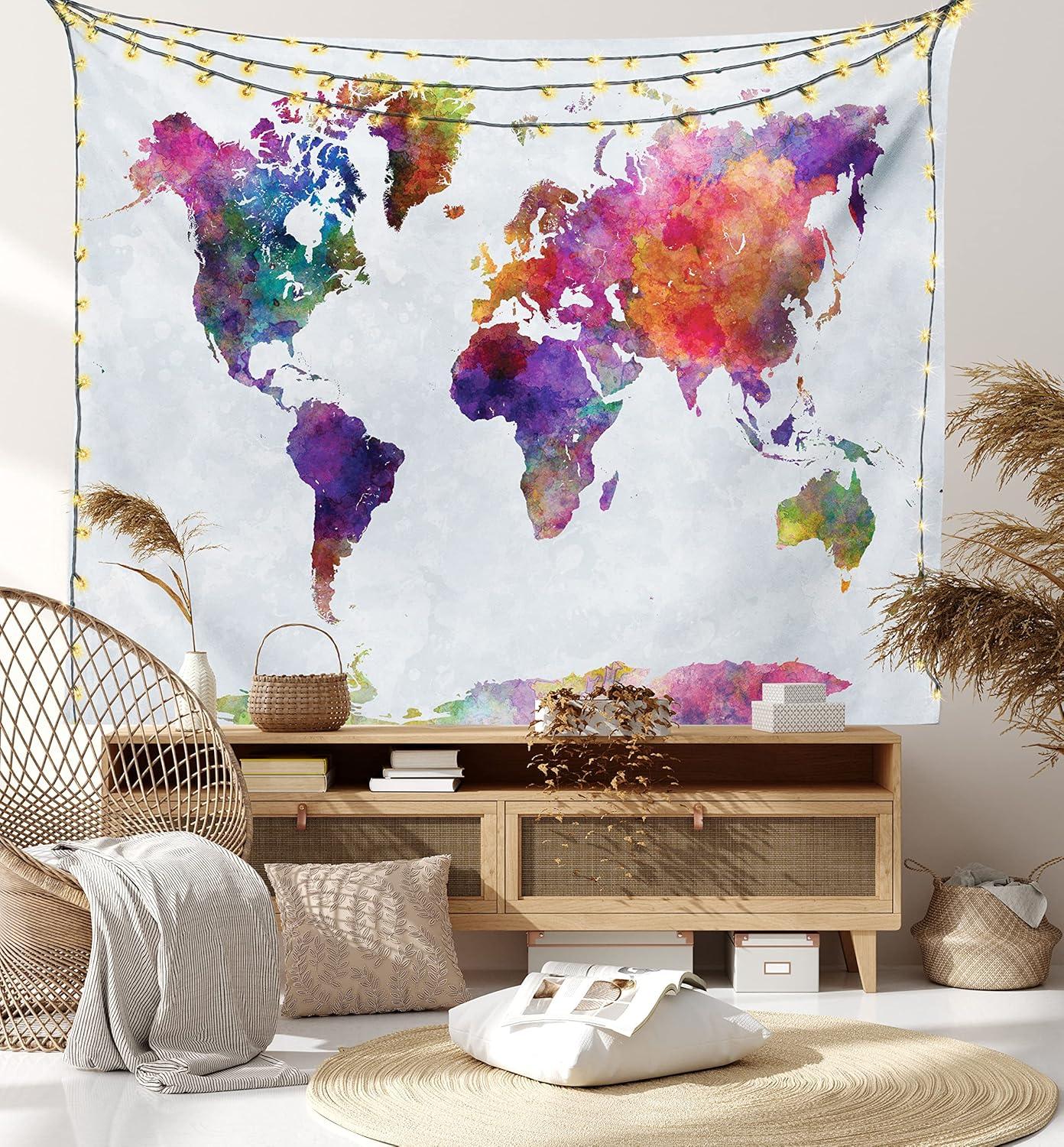 imageAmbesonne Hippie Tapestry Modern Scandi Crescent with Boho Floral and Leaves Greenery Black Cat Fabric Wall Hanging Decor for Bedroom Living Room Dorm 30quot X 45quot Grey Yellow Charcoal GreyPurple Grey