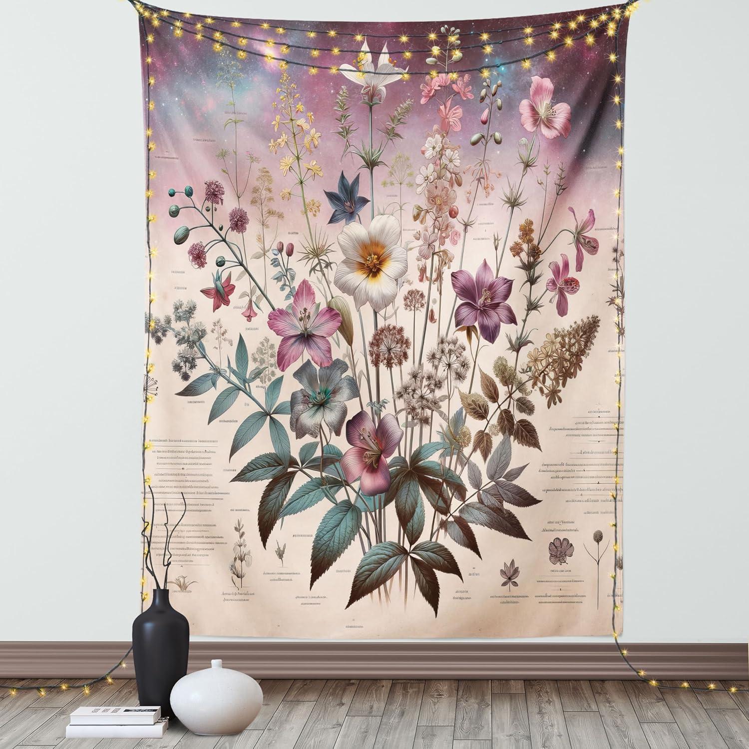 imageAmbesonne Hippie Tapestry Modern Scandi Crescent with Boho Floral and Leaves Greenery Black Cat Fabric Wall Hanging Decor for Bedroom Living Room Dorm 30quot X 45quot Grey Yellow Charcoal GreyMauve Beige Teal
