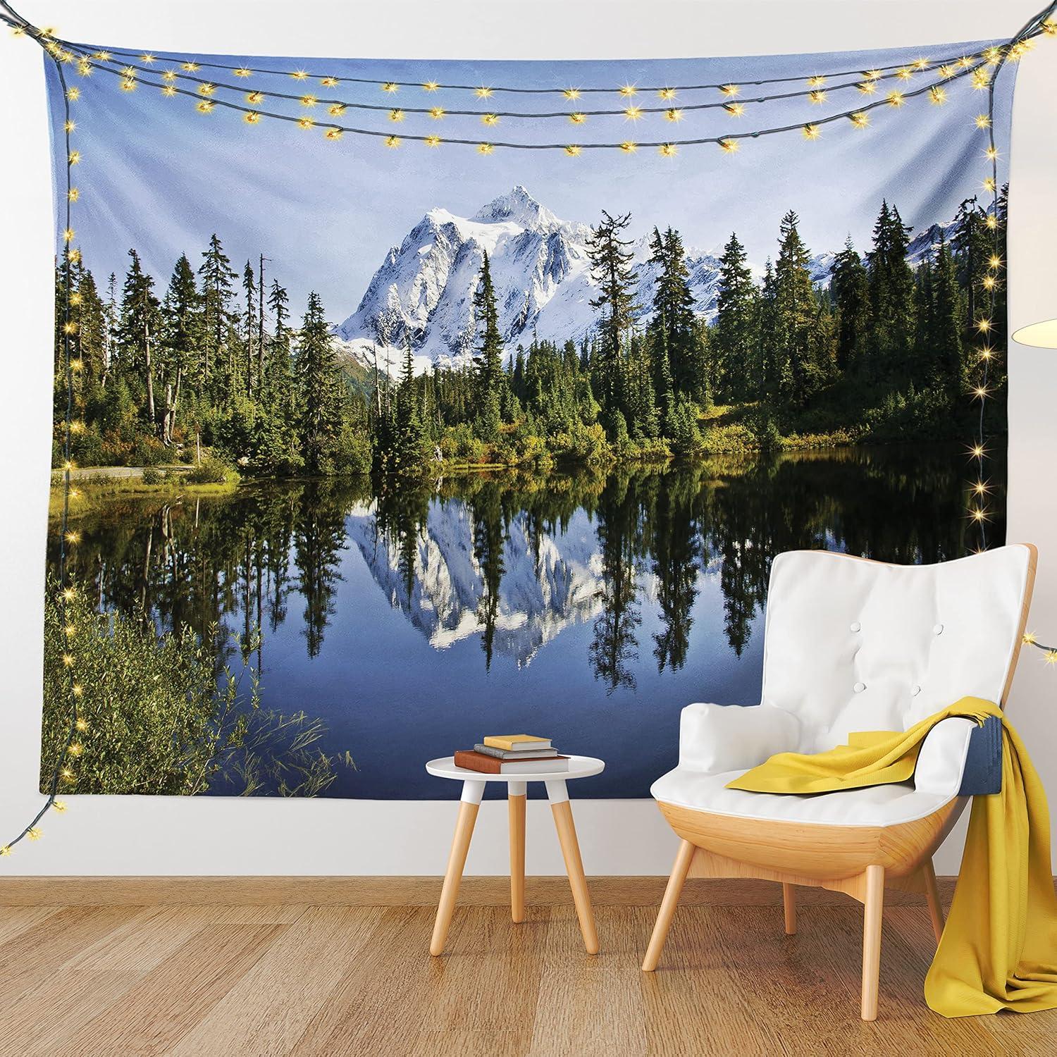 imageAmbesonne Hippie Tapestry Modern Scandi Crescent with Boho Floral and Leaves Greenery Black Cat Fabric Wall Hanging Decor for Bedroom Living Room Dorm 30quot X 45quot Grey Yellow Charcoal GreyGreen Blue White