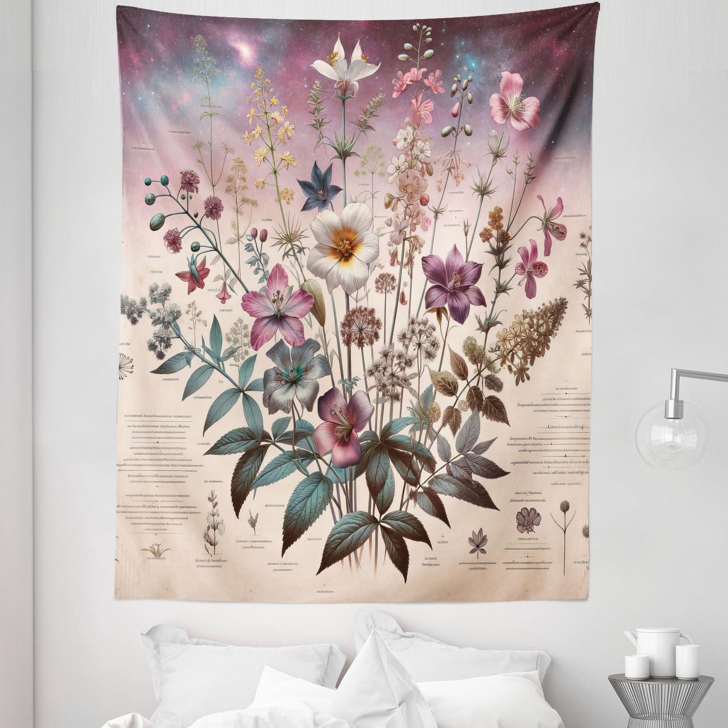 imageAmbesonne Hippie Tapestry Modern Scandi Crescent with Boho Floral and Leaves Greenery Black Cat Fabric Wall Hanging Decor for Bedroom Living Room Dorm 30quot X 45quot Grey Yellow Charcoal GreyMauve Beige Teal