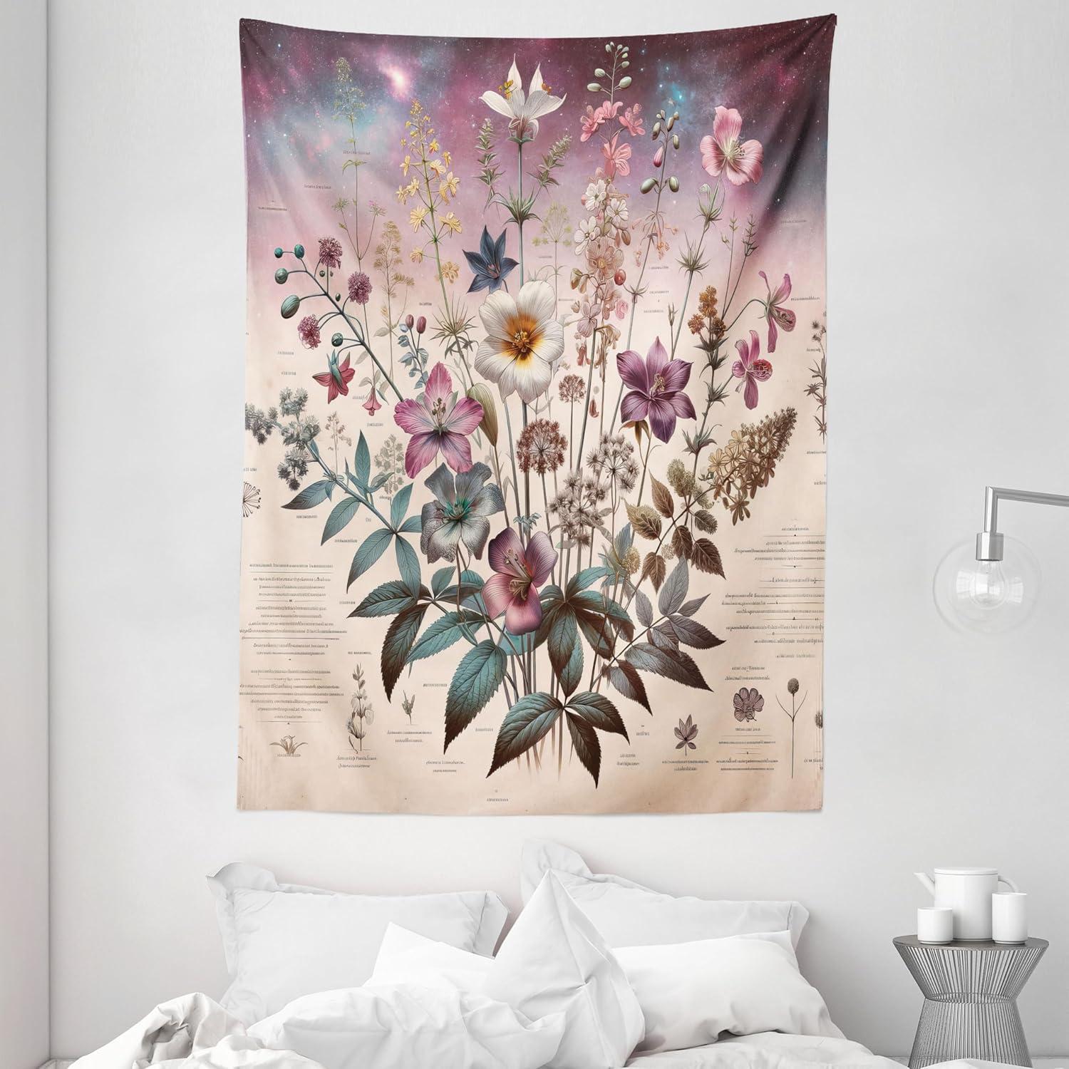 imageAmbesonne Hippie Tapestry Modern Scandi Crescent with Boho Floral and Leaves Greenery Black Cat Fabric Wall Hanging Decor for Bedroom Living Room Dorm 30quot X 45quot Grey Yellow Charcoal GreyMauve Beige Teal