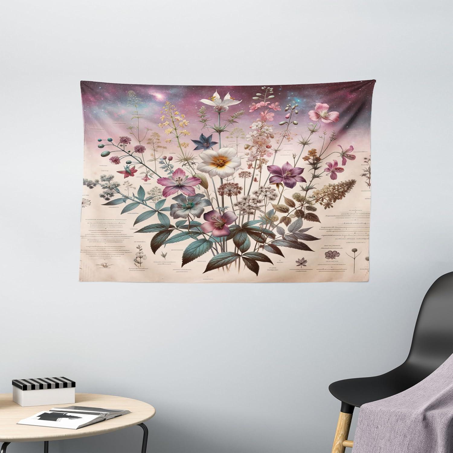 imageAmbesonne Hippie Tapestry Modern Scandi Crescent with Boho Floral and Leaves Greenery Black Cat Fabric Wall Hanging Decor for Bedroom Living Room Dorm 30quot X 45quot Grey Yellow Charcoal GreyMauve Beige Teal