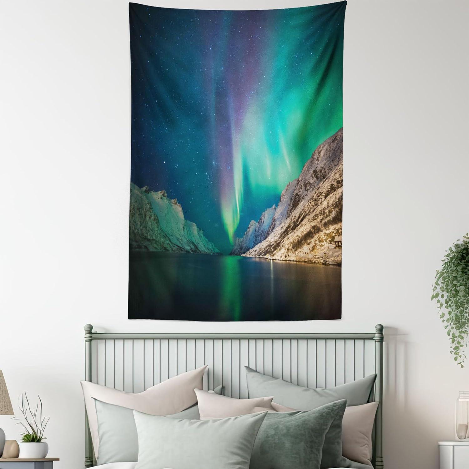 imageAmbesonne Hippie Tapestry Modern Scandi Crescent with Boho Floral and Leaves Greenery Black Cat Fabric Wall Hanging Decor for Bedroom Living Room Dorm 30quot X 45quot Grey Yellow Charcoal GreyJade Green