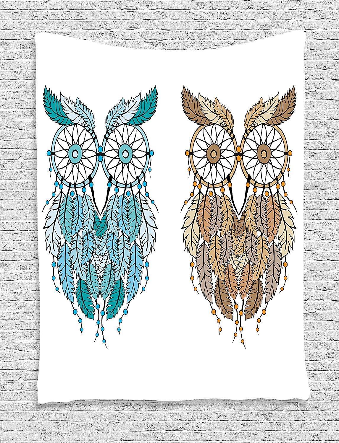 imageAmbesonne Hippie Tapestry Modern Scandi Crescent with Boho Floral and Leaves Greenery Black Cat Fabric Wall Hanging Decor for Bedroom Living Room Dorm 30quot X 45quot Grey Yellow Charcoal GreyCream White Teal