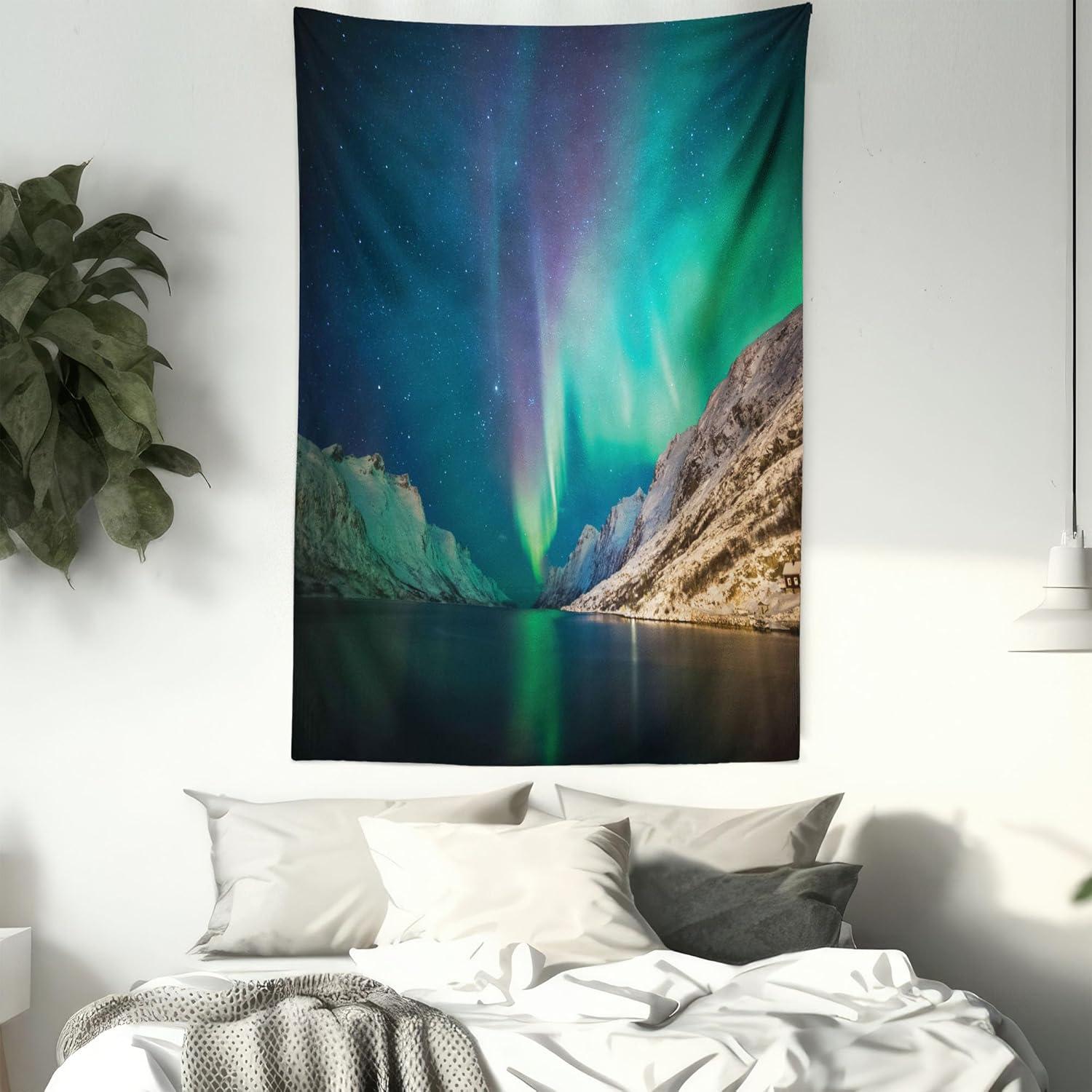 imageAmbesonne Hippie Tapestry Modern Scandi Crescent with Boho Floral and Leaves Greenery Black Cat Fabric Wall Hanging Decor for Bedroom Living Room Dorm 30quot X 45quot Grey Yellow Charcoal GreyJade Green