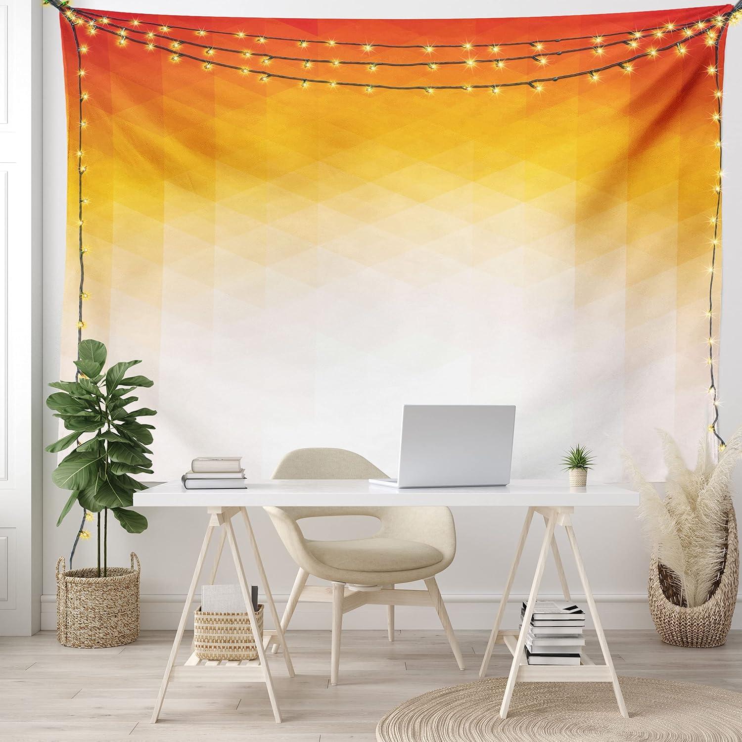 imageAmbesonne Hippie Tapestry Modern Scandi Crescent with Boho Floral and Leaves Greenery Black Cat Fabric Wall Hanging Decor for Bedroom Living Room Dorm 30quot X 45quot Grey Yellow Charcoal GreyOrange Yellow Cream