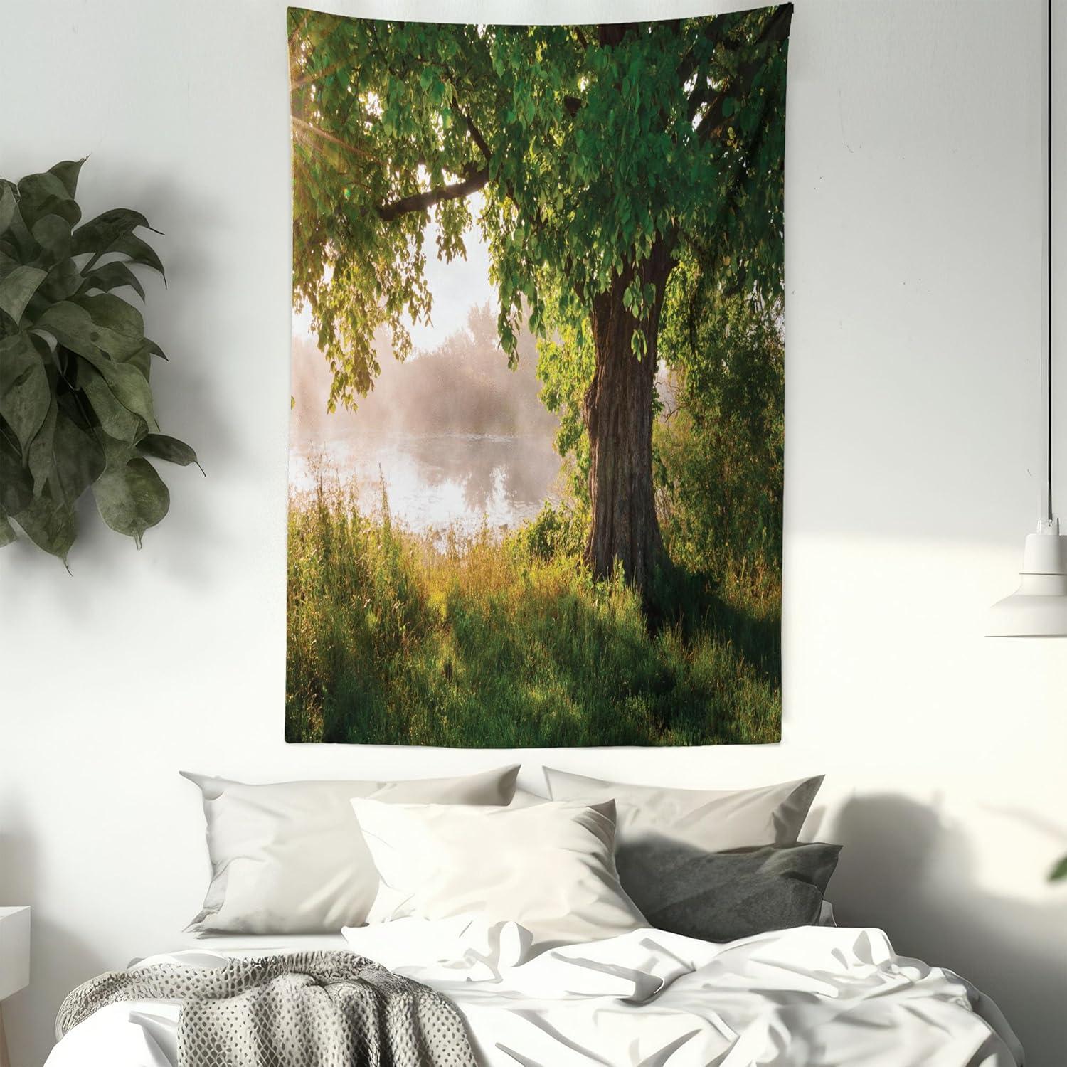 imageAmbesonne Hippie Tapestry Modern Scandi Crescent with Boho Floral and Leaves Greenery Black Cat Fabric Wall Hanging Decor for Bedroom Living Room Dorm 30quot X 45quot Grey Yellow Charcoal GreyBrown Green Dust