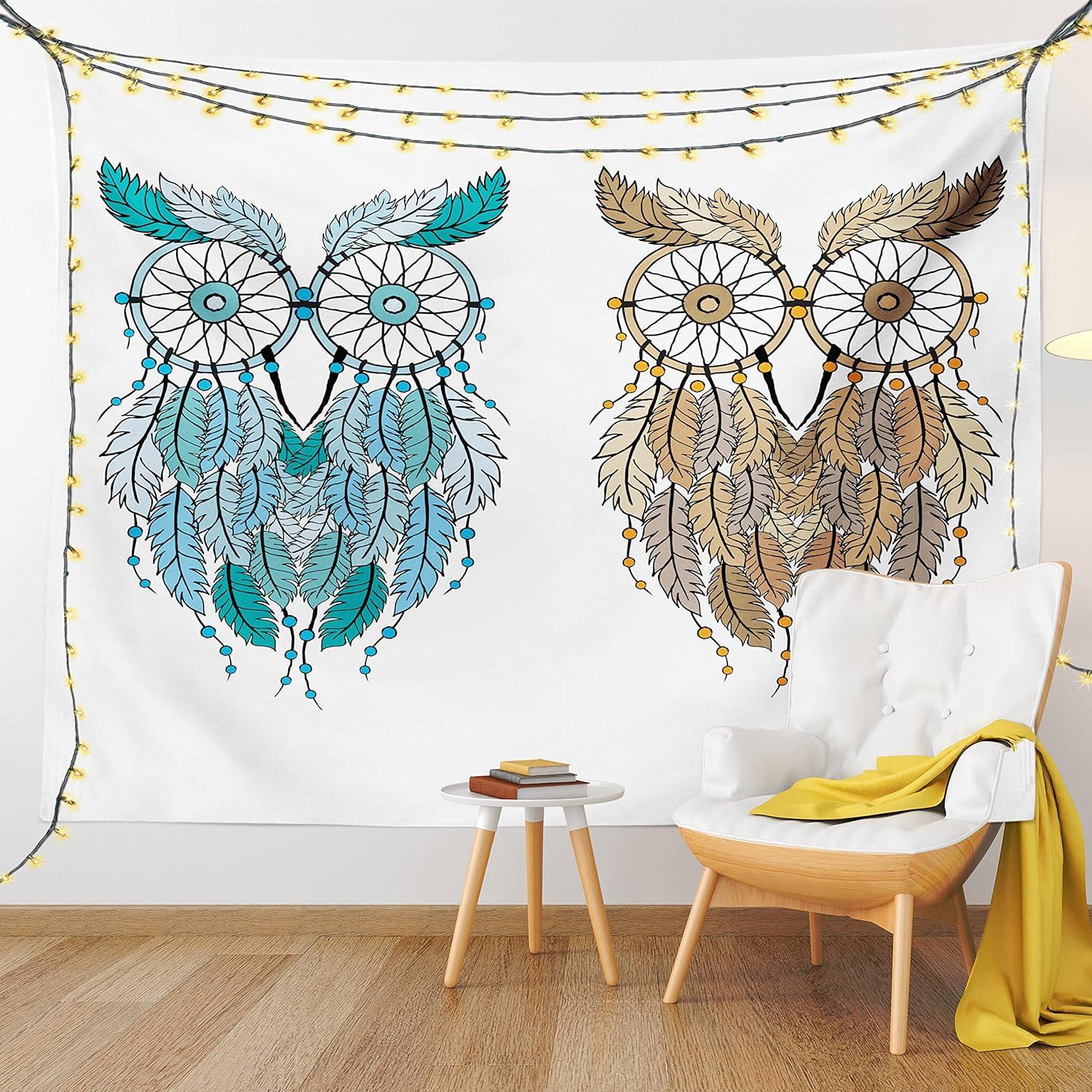 imageAmbesonne Hippie Tapestry Modern Scandi Crescent with Boho Floral and Leaves Greenery Black Cat Fabric Wall Hanging Decor for Bedroom Living Room Dorm 30quot X 45quot Grey Yellow Charcoal GreyCream White Teal