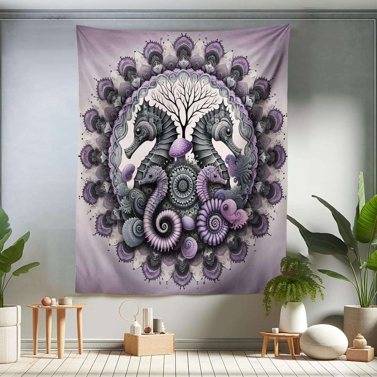 imageAmbesonne Hippie Tapestry Modern Scandi Crescent with Boho Floral and Leaves Greenery Black Cat Fabric Wall Hanging Decor for Bedroom Living Room Dorm 30quot X 45quot Grey Yellow Charcoal GreyMauve Grey