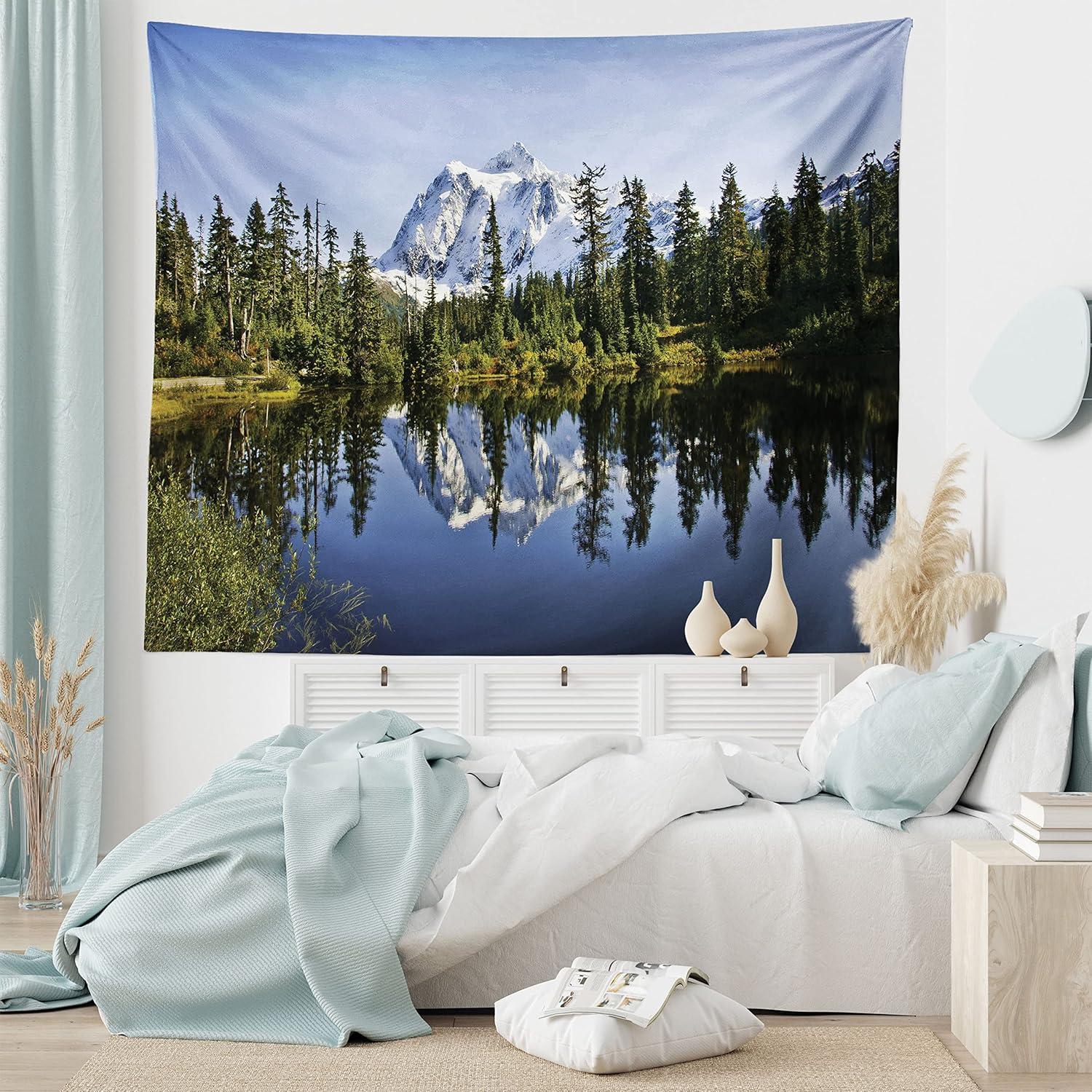 imageAmbesonne Hippie Tapestry Modern Scandi Crescent with Boho Floral and Leaves Greenery Black Cat Fabric Wall Hanging Decor for Bedroom Living Room Dorm 30quot X 45quot Grey Yellow Charcoal GreyGreen Blue White
