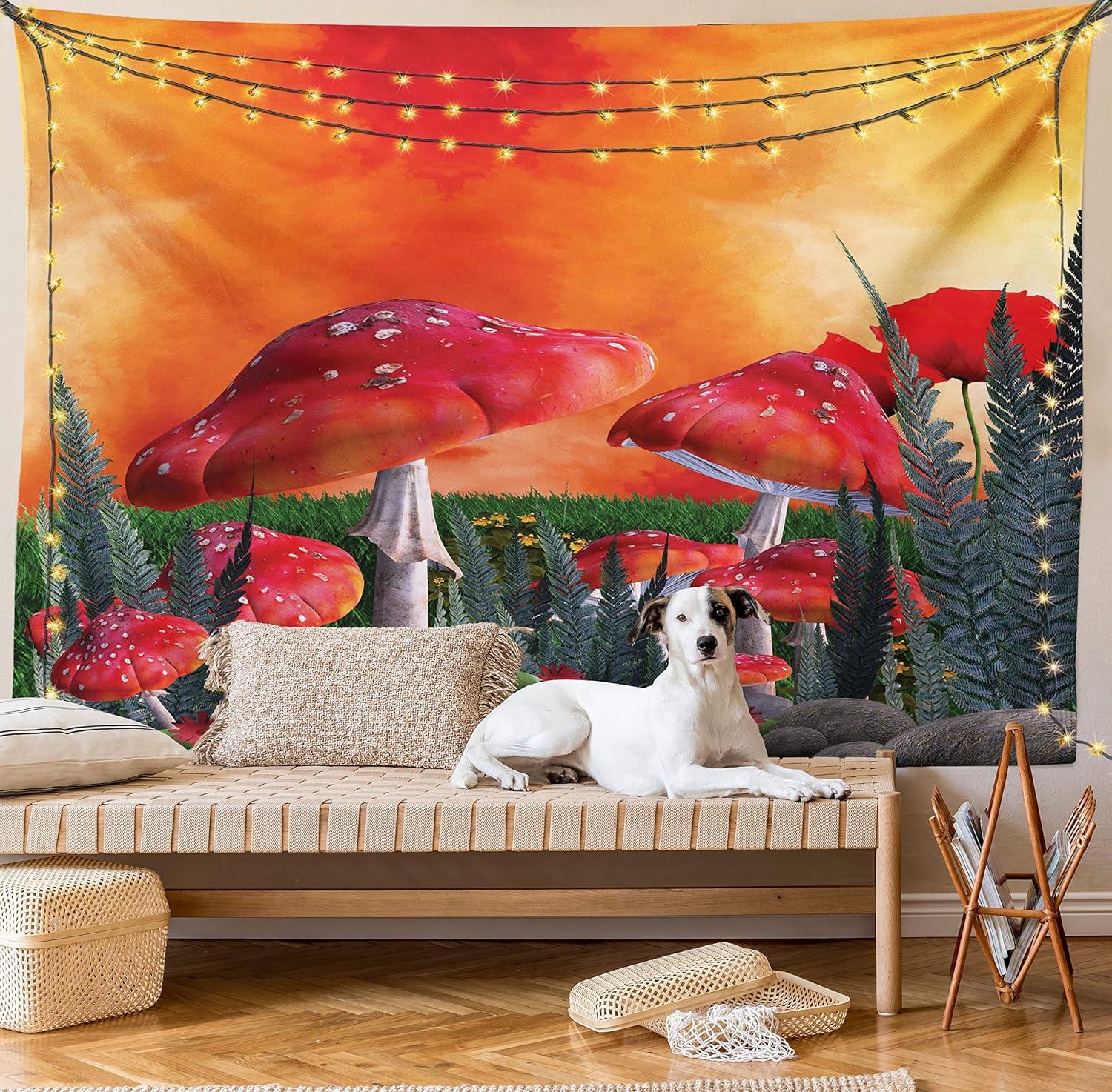 imageAmbesonne Hippie Tapestry Modern Scandi Crescent with Boho Floral and Leaves Greenery Black Cat Fabric Wall Hanging Decor for Bedroom Living Room Dorm 30quot X 45quot Grey Yellow Charcoal GreyOrange Red Taupe